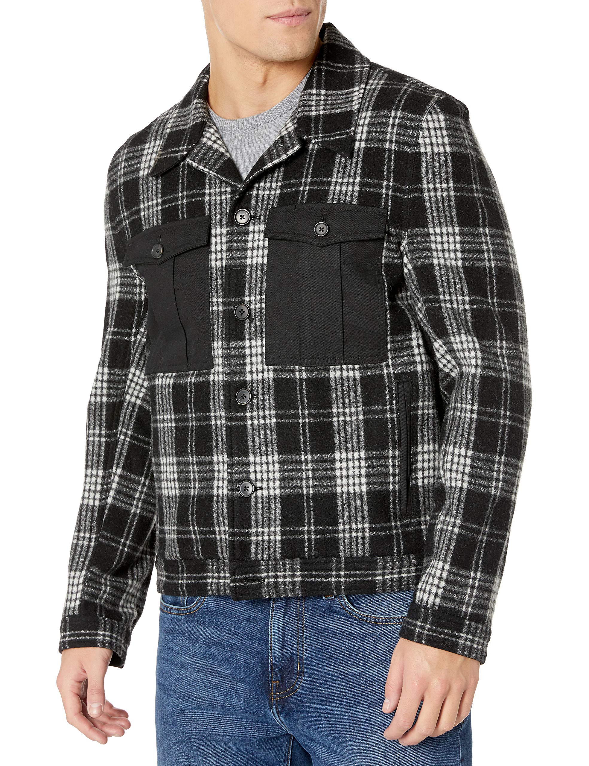 Billy Reid Men's Standard Fit Wool Cotton Blend Shirt Jacket – Stylish Layering for Fall & Winter Outdoor Activities