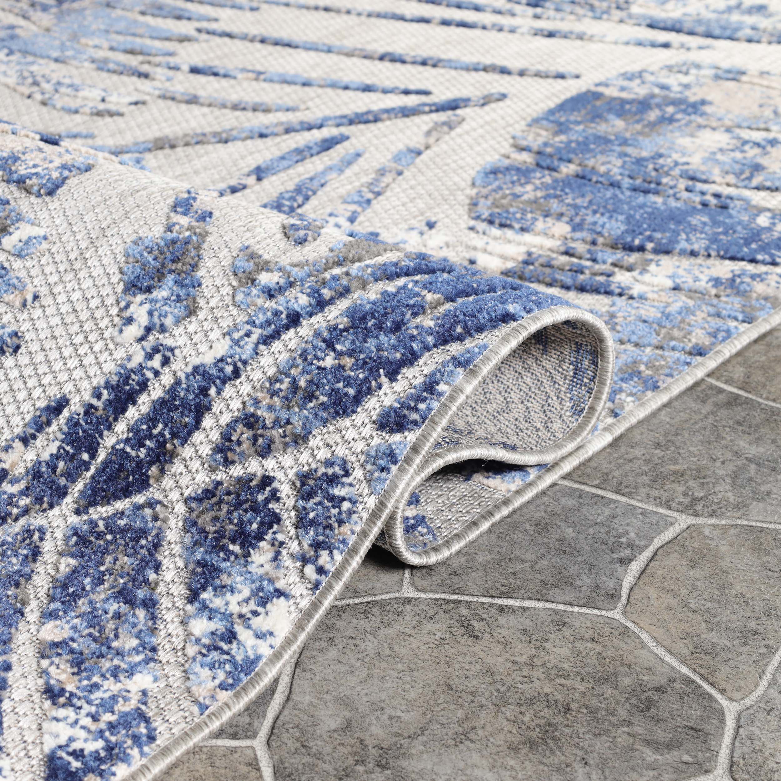 Botanical Leaves Modern Indoor/Outdoor Area Rug - Non-Slip Bohemian Runner for Living Room, Bedroom, Patio Decor | Eco-Friendly Home Accent Piece