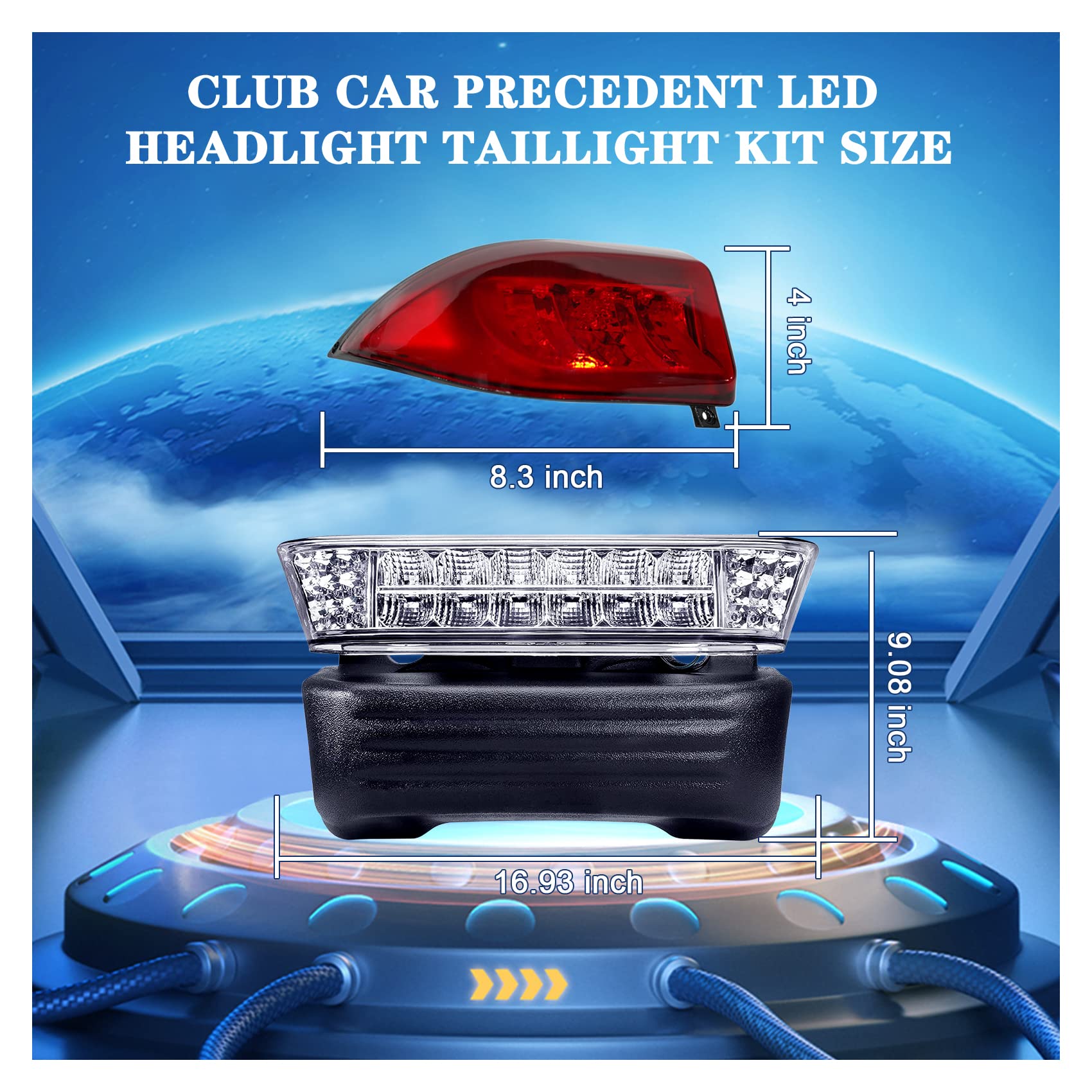 **Club Car Precedent 2004-Up Golf Cart LED Light Kit - Bright LED Headlights & Taillights for Night Driving & Safety - Perfect for Golf Courses, Campuses & Neighborhoods**