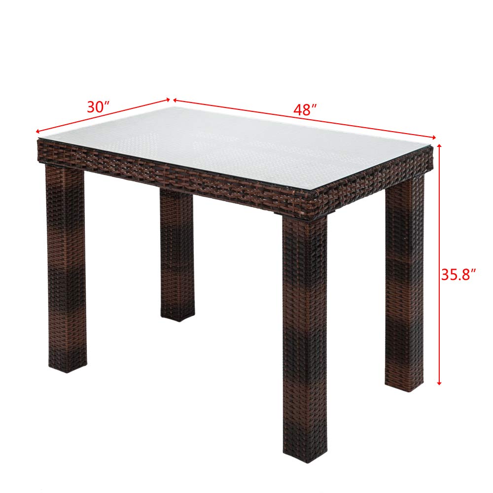 5PCS Rattan Wicker Bar Stool Set - Brown Gradient Patio Dining Furniture for Outdoor, Garden, Restaurant & Cafe Use