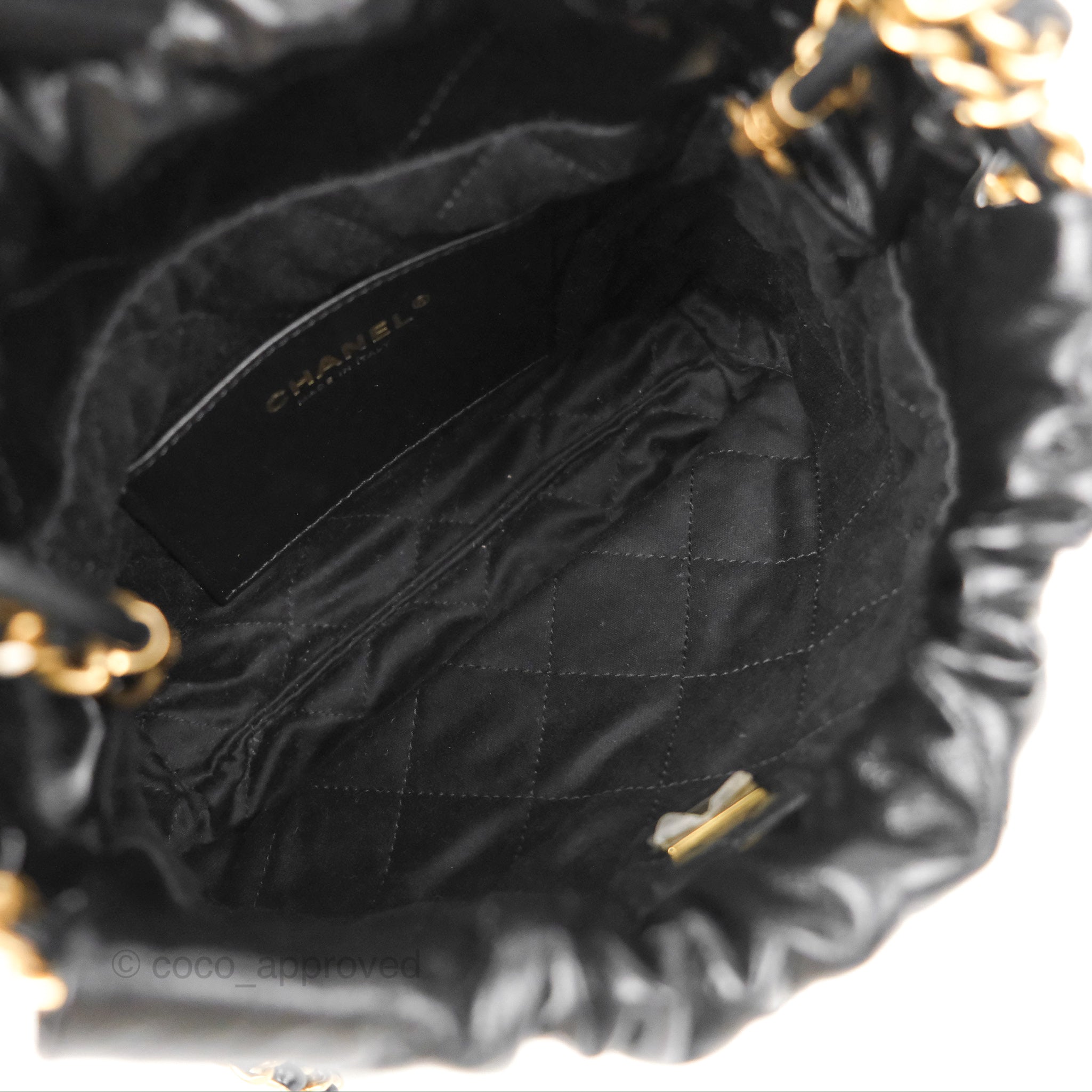 Chanel 22 Mini Bag Black Crumpled Calfskin Leather Crossbody Purse - Luxury Designer Handbag for Women, Perfect for Date Night & Evening Events