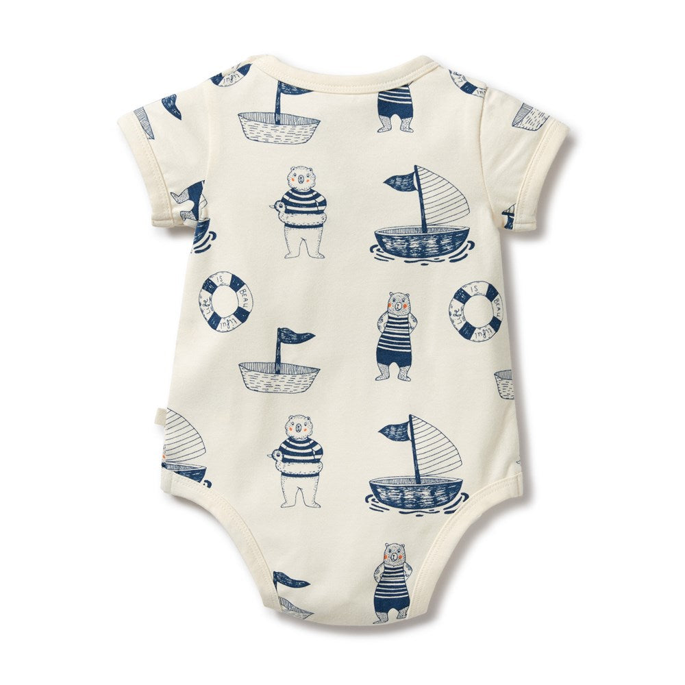 Nautical Bear Organic Cotton Baby Bodysuit - Soft & Breathable Onesie for Newborns & Infants - Perfect for Playtime, Outings & Photo Shoots