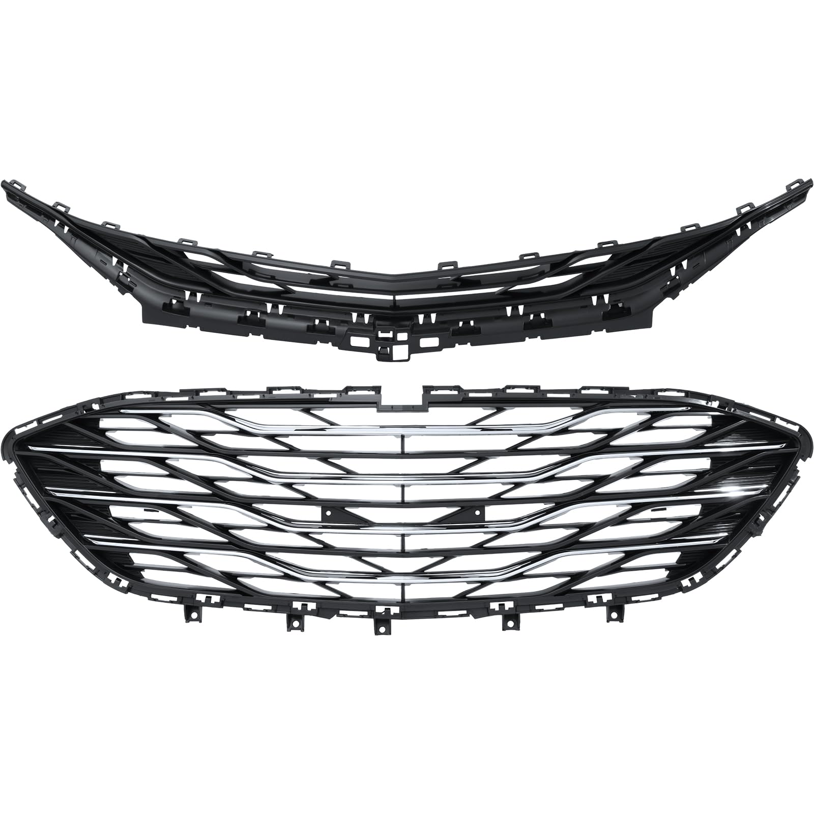 PENSUN Front Bumper Cover with Grill Grille Trim Replacement for Chevy Chevrolet Malibu 2019-2022 (Without Fog Lights) - Perfect for Car Accidents, DIY Auto Repair & Vehicle Restoration Projects