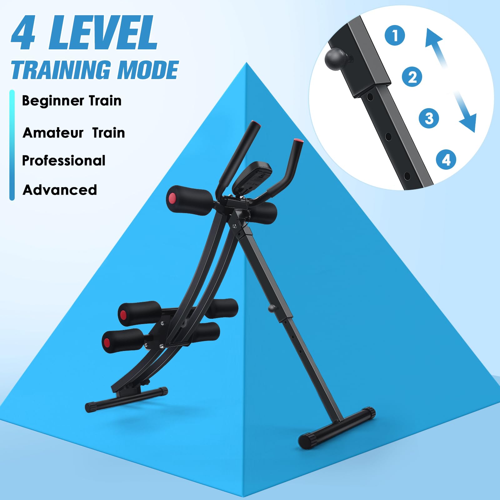 Adjustable Abdominal Trainer Machine for Home & Gym - Core Strength Training Equipment, Foldable Ab Cruncher for Men & Women - Perfect for Home Workouts, Fitness Routines & Core Exercises