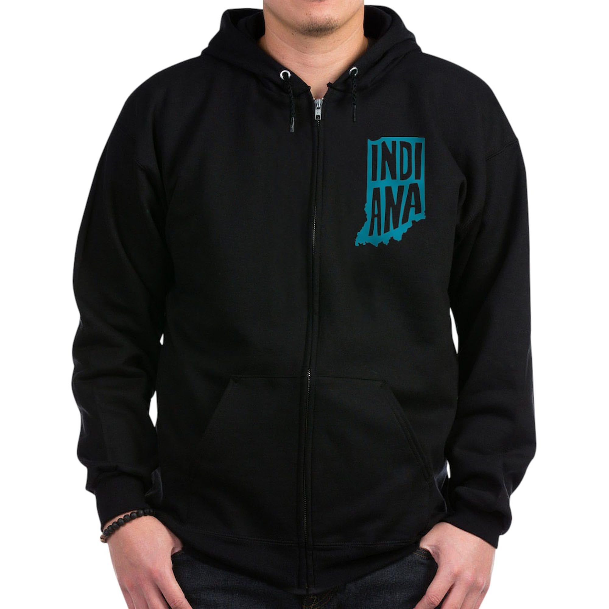 Indiana Zip Hoodie for Men - Dark Zip-Up Hooded Sweatshirt | Warm & Stylish Pullover for Casual Wear, College Game Day & Outdoor Activities