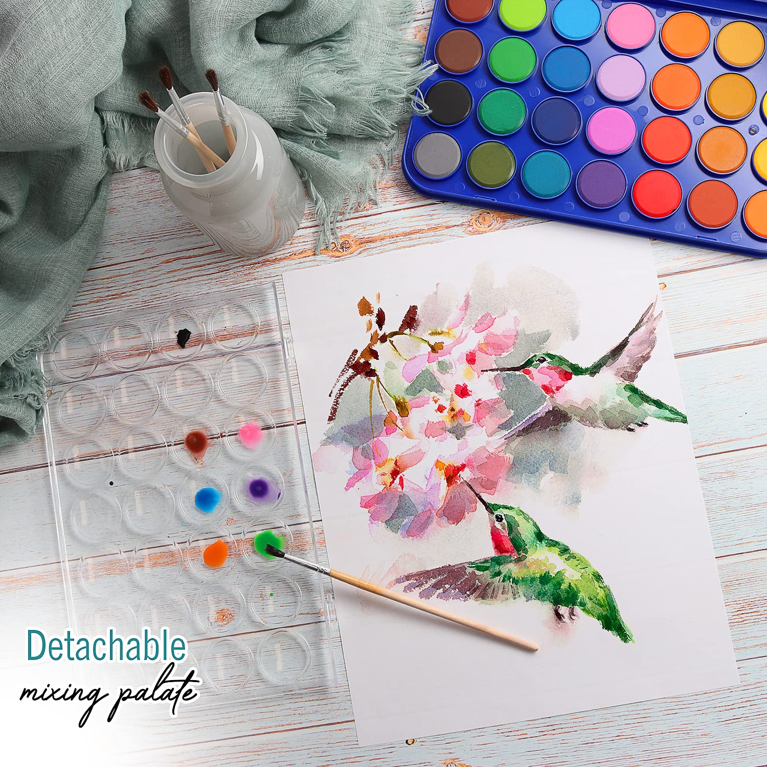 28-Color Washable Watercolor Paint Set with Palette & Brush - Non-Toxic Art Supplies for Kids, Beginners & Artists - Perfect for Classroom, Home Painting & DIY Craft Projects