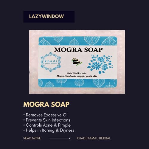 Khadi Kamal Herbal 100% Pure Natural & Organic Mogra Bathing Soap for Men & Women - 125gm | Moisturizing & Aromatherapy Soap for Relaxing Bath & Skin Care by LAZYwindow (Pack of 3)