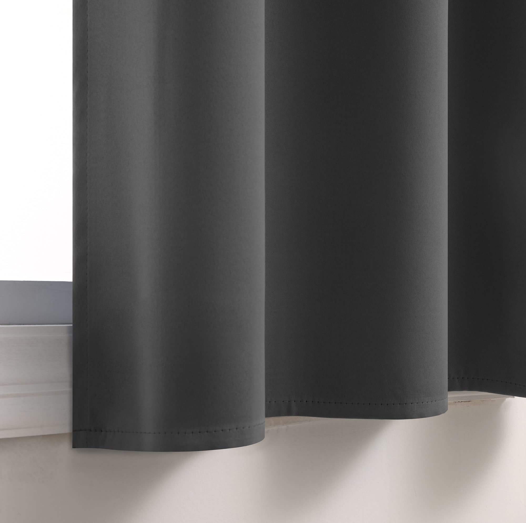 30 Inch Dark Gray Thermal Insulated Tier Curtains for Kitchen - 1 Pair, 34x30 Inches, Smooth Grommet Top, Short Window Drapes for Kids Bedroom, Basement & Loft - Energy Saving, Noise Reducing & Blackout for Better Sleep & Privacy