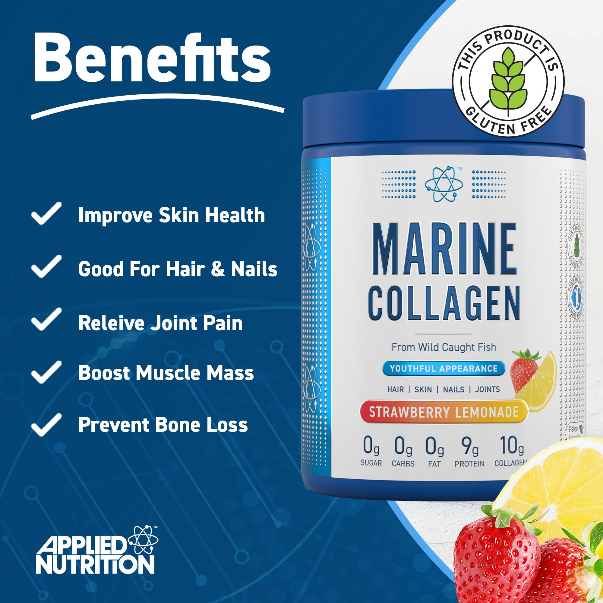 Applied Nutrition Flavored Marine Collagen Powder 300g - Supports Skin, Hair & Joint Health - Ideal for Smoothies, Coffee & Baking