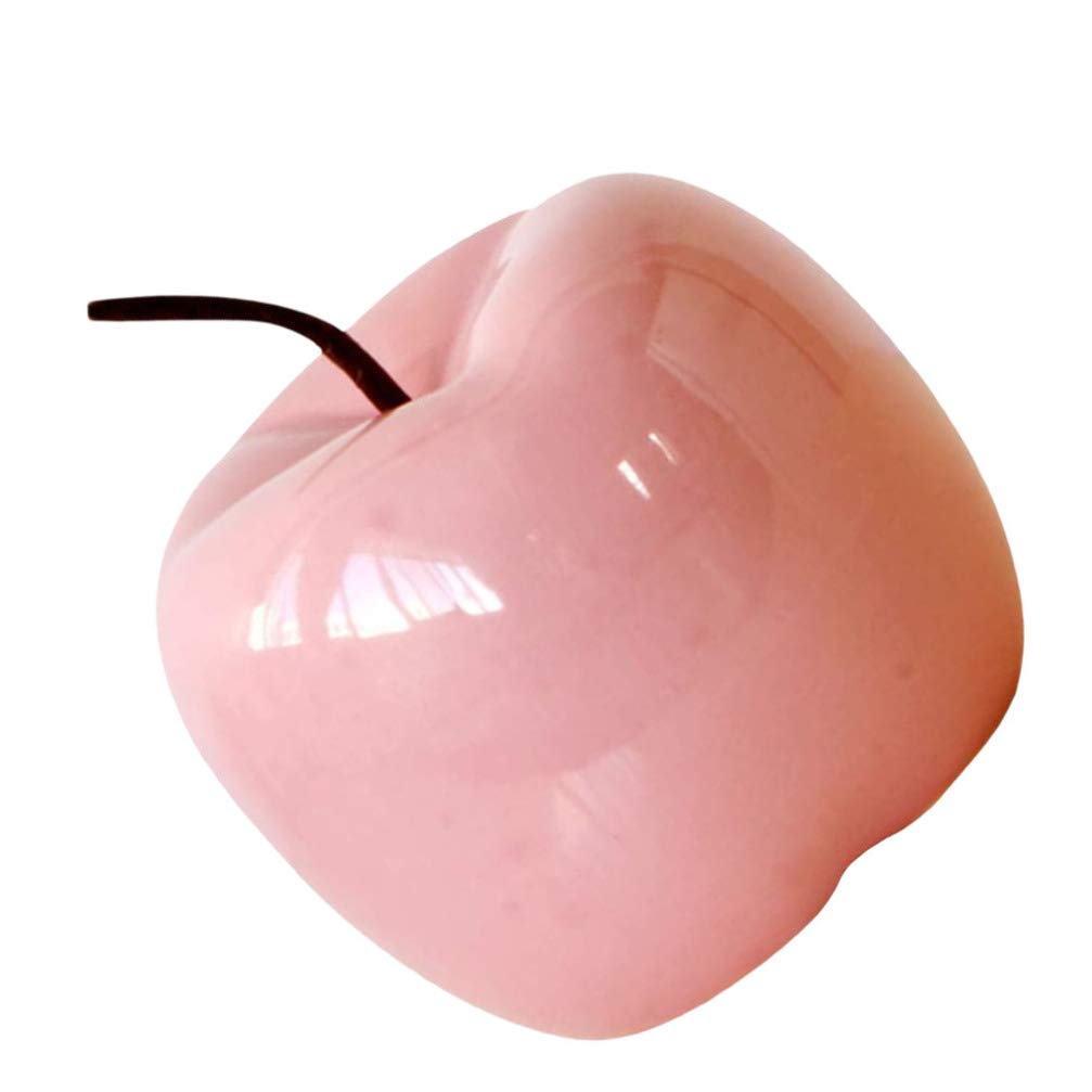 VOSAREA Ceramic Apple Figurine - Handcrafted Fruit Statue Collectible, Home Office Desk Decor, Unique Gift for Apple Lovers (Perfect for Kitchen Counter, Bookshelf Display, or Bar Table Centerpiece)