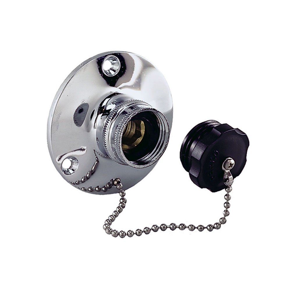 PERKO 0499DP0CHR Water Inlet Fitting with Plug - Marine Boat Deck Hardware for Fresh & Saltwater Applications