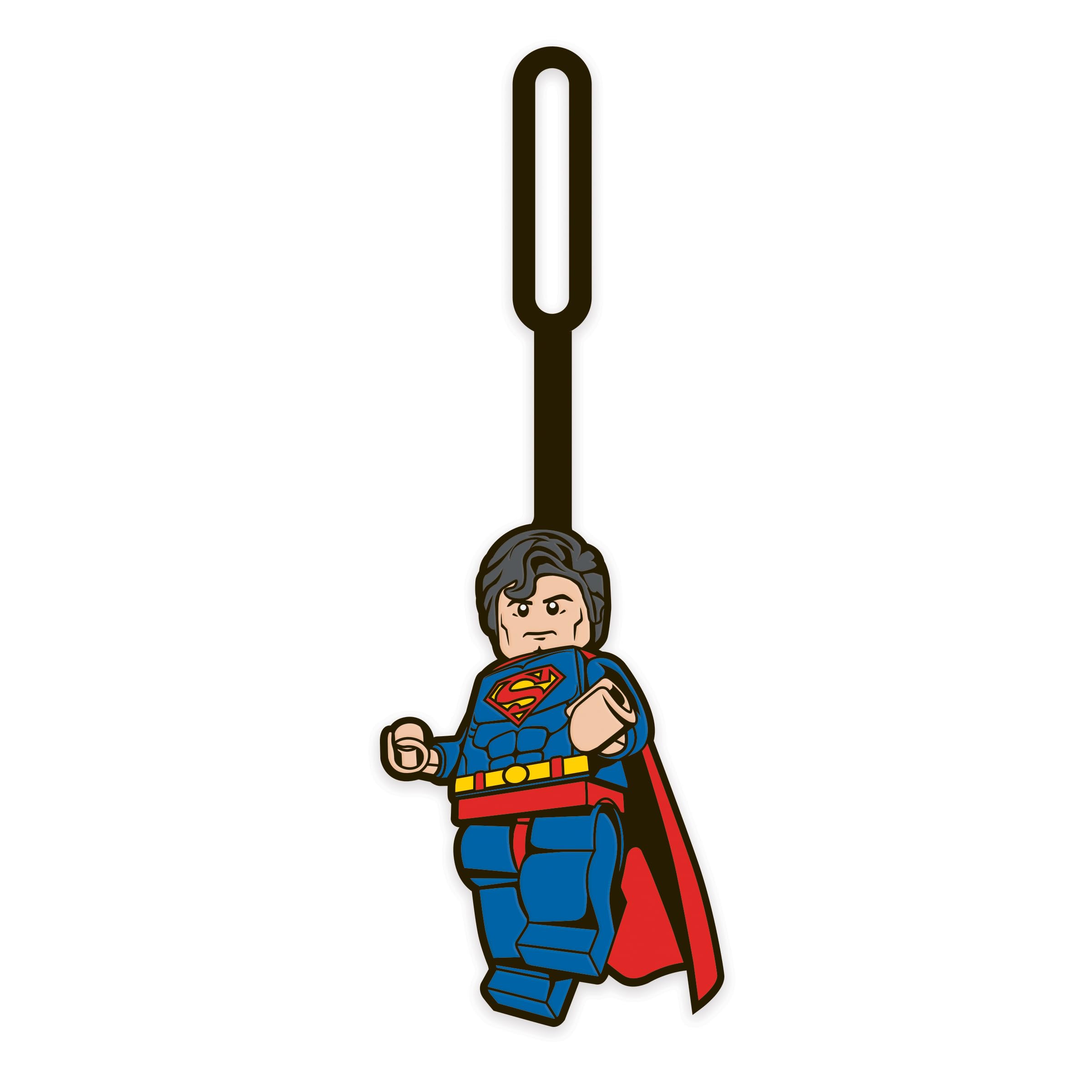 Lego DC Superman Silicone Luggage Tag - Durable Travel Accessory for Suitcases, Backpacks & Beach Bags (52506) - 6.5 Inch Flexible Silicone Bag Tag with Writable Back - Perfect for Vacation, Business Trips & Kids' School Backpacks