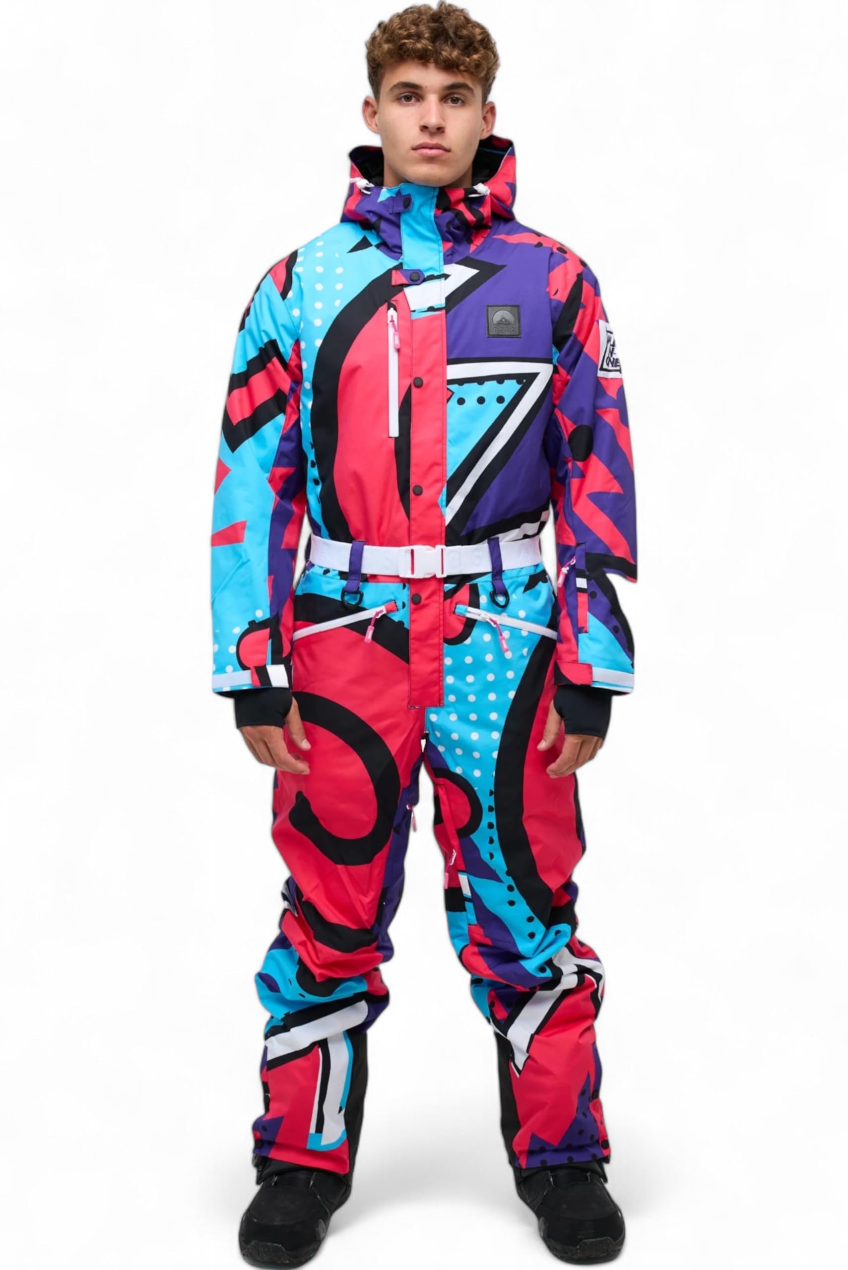 OOSC Fresh Prince Men's Ski Suit - Retro Waterproof Breathable Insulated Snowboard Jacket & Pants Set - Eco-Friendly Recycled Polyester - Perfect for Winter Sports & Mountain Adventures