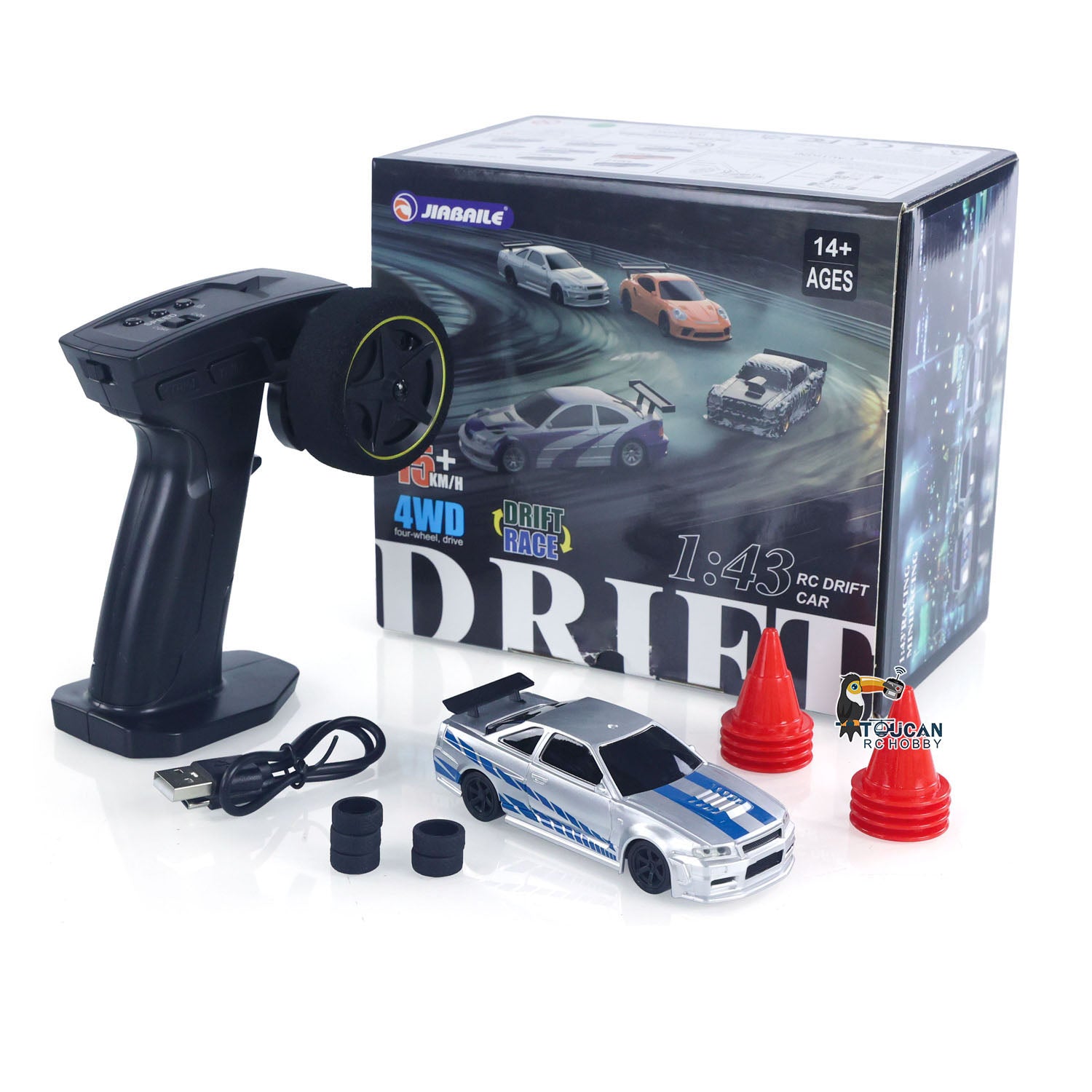 1/43 Scale R34 RC Racing Car - 4WD High Speed Drift Vehicle with 2.4G Radio Control - Ready-to-Run Mini RC Toy Car for Kids - Perfect for Indoor Racing, Drifting Practice & Birthday Gifts