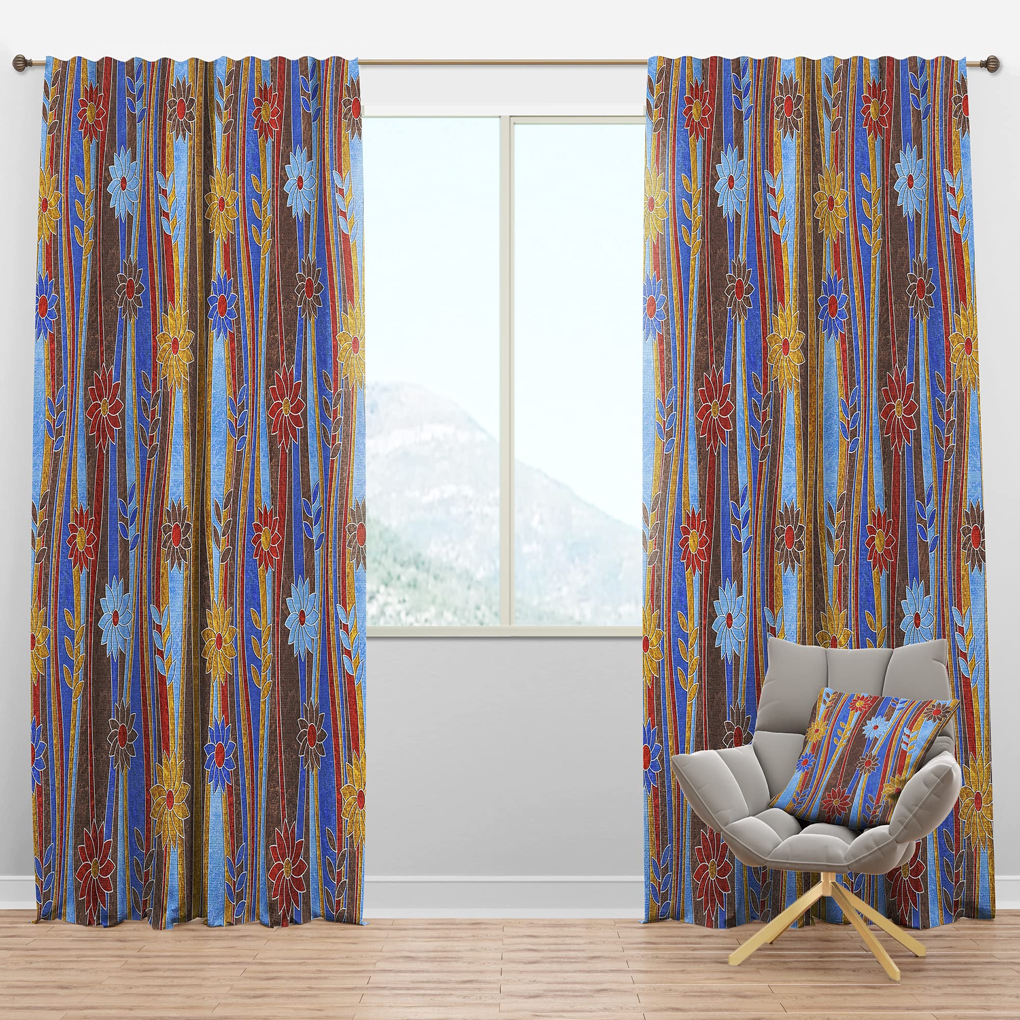 Floral Retro Blackout Curtains - Thermal Insulated Room Darkening Drapes for Bedroom & Living Room - 52x90 Inches Single Panel - Perfect for Home Theater, Night Shift Sleep & Energy Savings