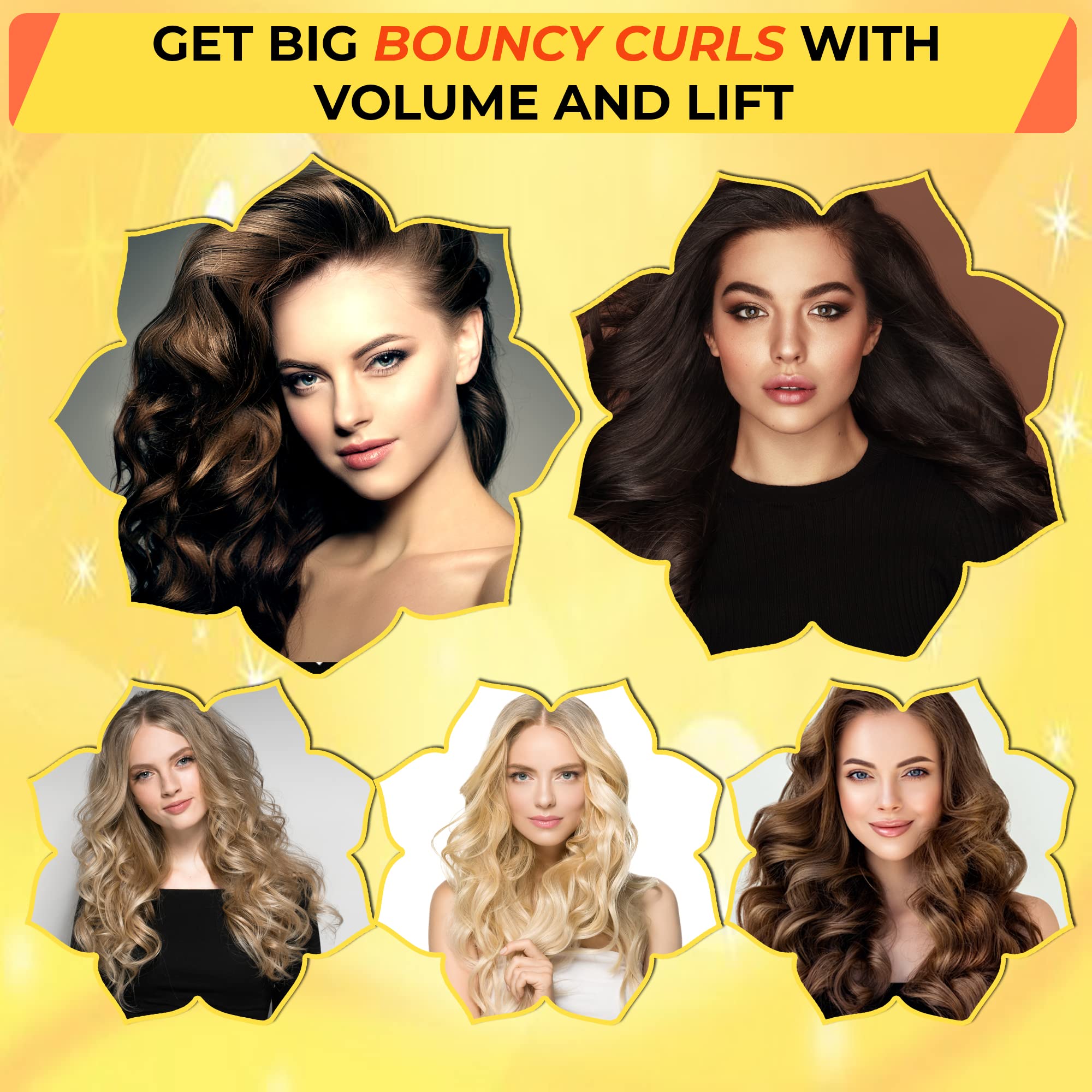 Large Hair Rollers with Clips - Self Grip Jumbo Curlers for Voluminous Hair, 18 Pack (3 Sizes: 6PCS Each) + 12 Hair Clips - Perfect for Home Salon, Styling, and Creating Big Curls