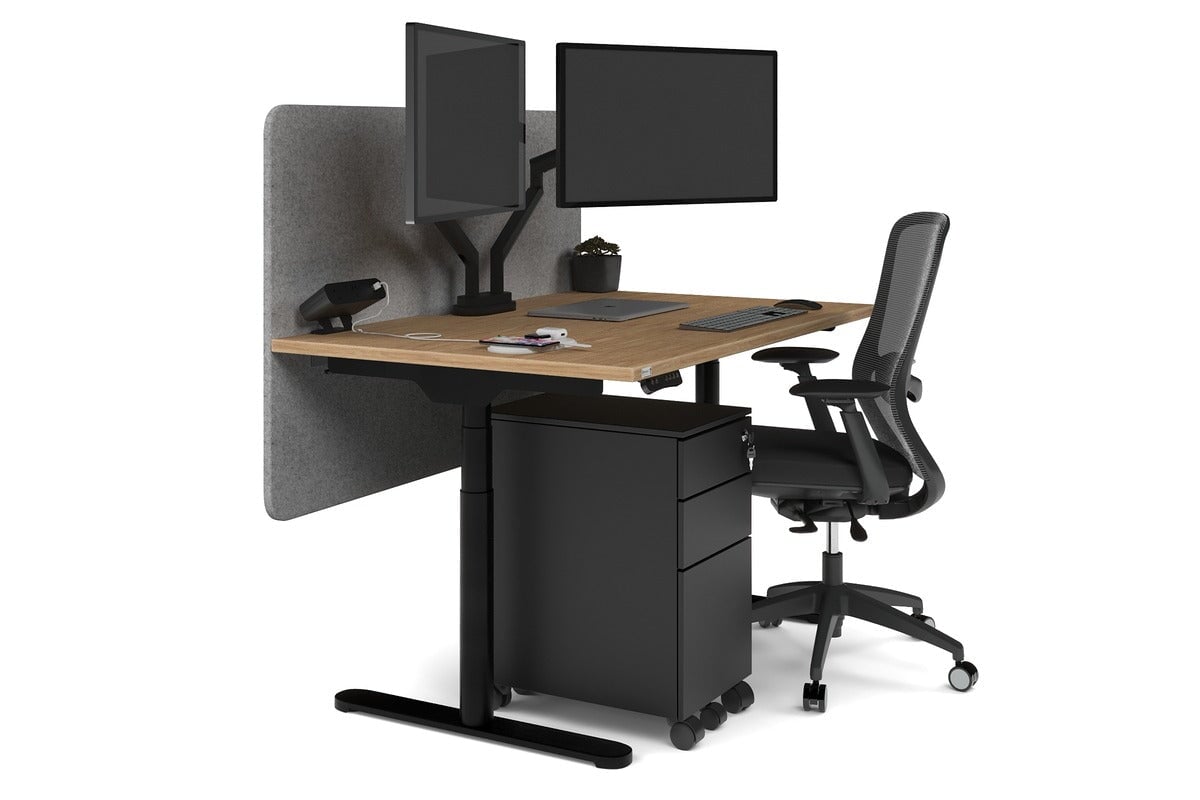 Flexi Premium Height Adjustable Single Workstation Desk - 1200L x 800W with Cable Management Scallop | Ergonomic Standing Desk for Home Office & Workspace