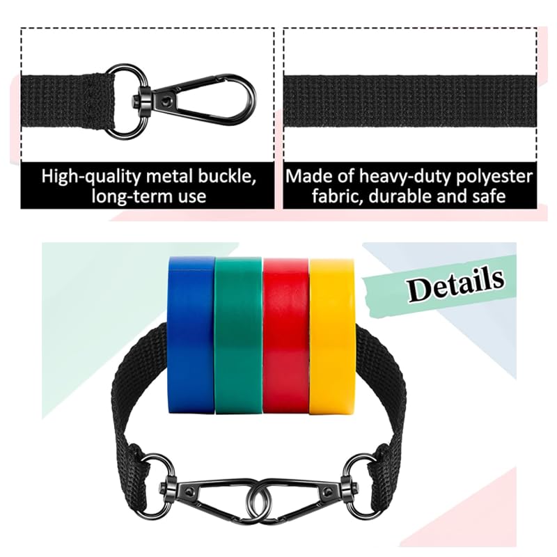 4-Pack Black Electrical Tape Holder Straps with Buckle Belt - Tape Measure Holder for Electricians, DIY & Construction Work - Perfect for Tool Belts, Work Pants & Utility Gear