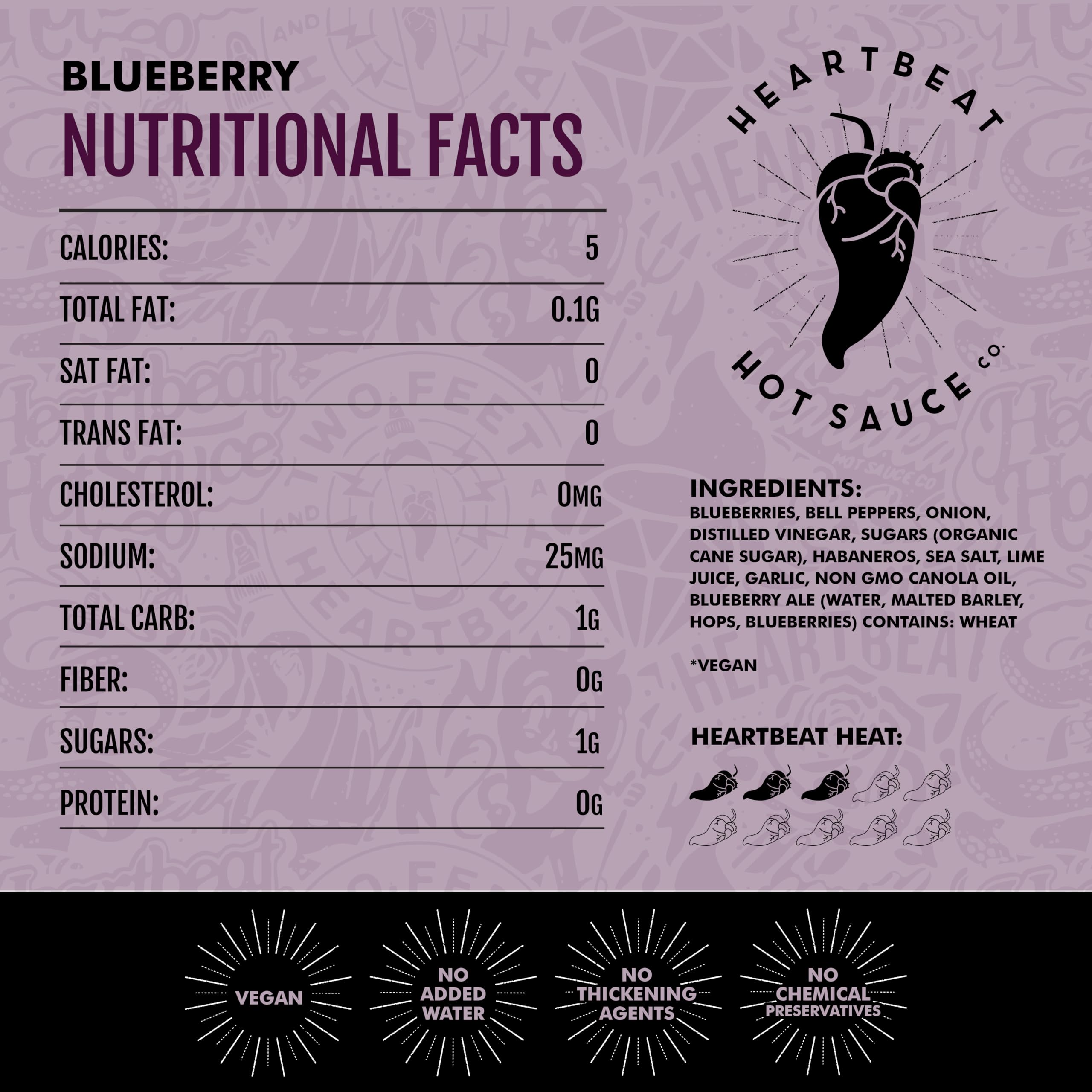 Heartbeat Hot Sauce Co. | Blueberry Habanero Hot Sauce - 6 oz Bottles (3-Pack) | Spicy Fruit-Infused Sauce for Tacos, Wings & BBQ | Gourmet Hot Sauce Gift Set