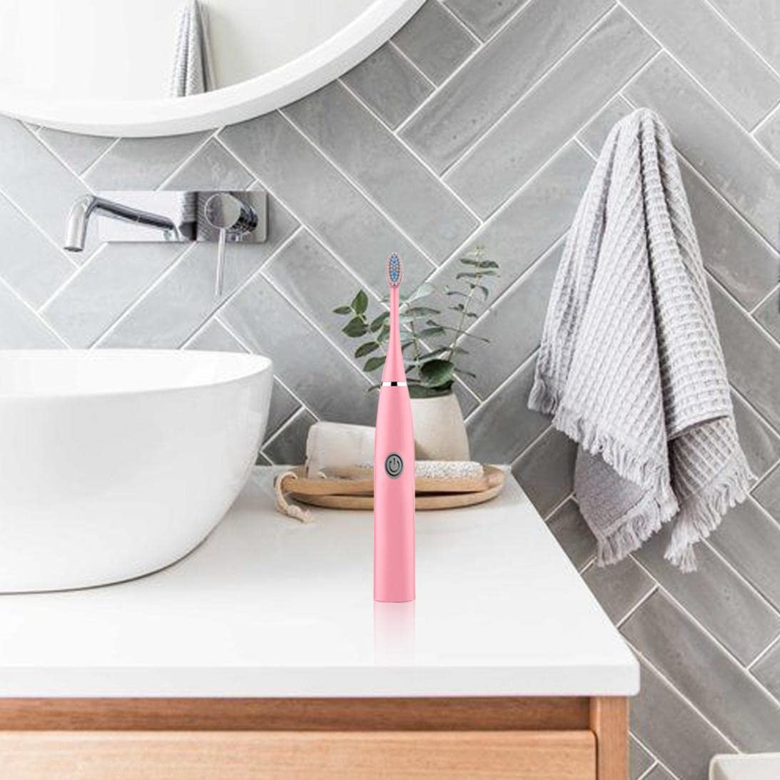 SMIDOW Electric Toothbrush for Adults - Sonic Portable Travel Toothbrush with 1 Replacement Head, Whitening & Deep Cleaning, USB Rechargeable, Waterproof (Pink) | Perfect for Home, Travel & Daily Oral Care