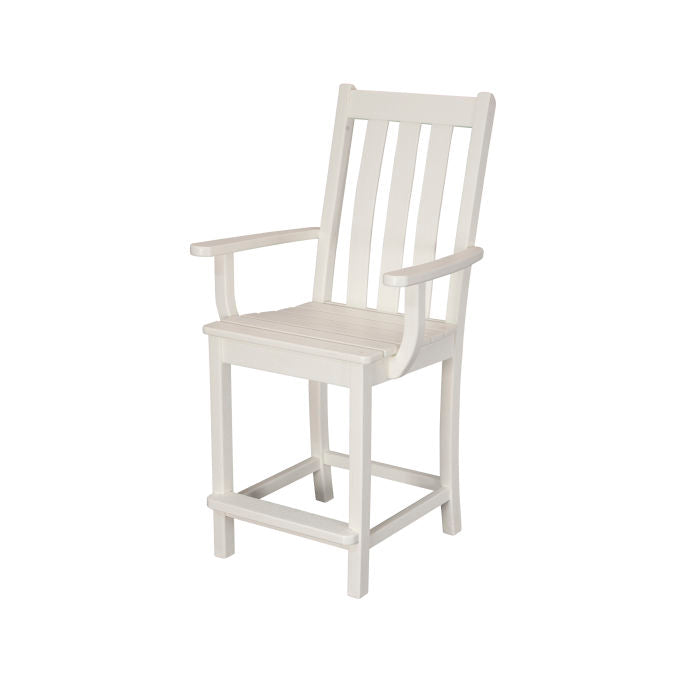 POLYWOOD Vineyard Counter Height Arm Chair - Durable Outdoor Dining Chair for Patio, Bar, and Kitchen - Weather-Resistant & Comfortable Seating for Restaurants and Home Use