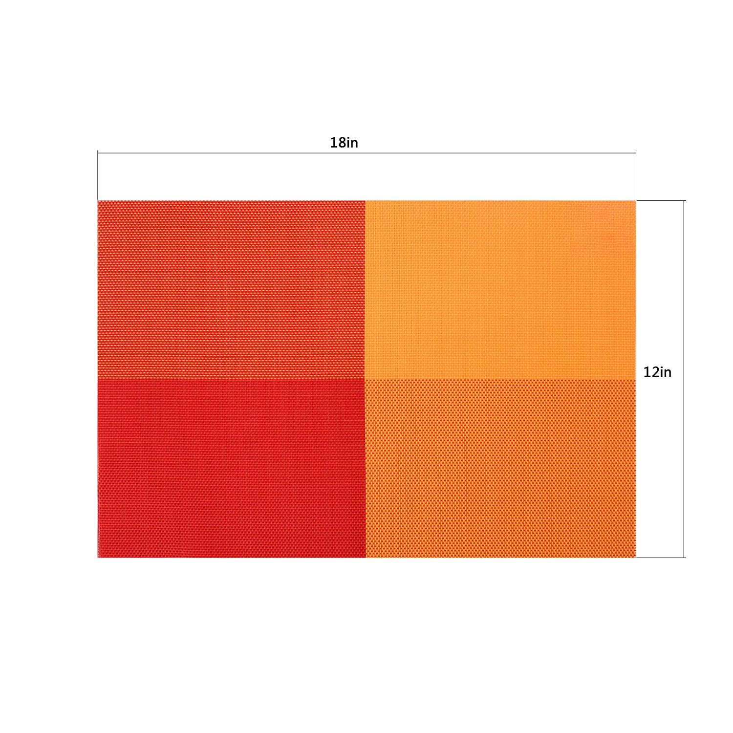 Premium Red Placemats Set of 4 - 17.9 x 11.9 Inch Waterproof & Heat Resistant - Perfect for Dining Table, Kitchen, Party Decor, and Holiday Gatherings