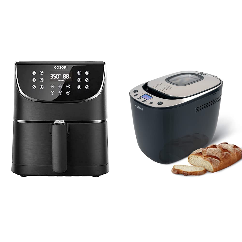 COSORI 5.8QT Air Fryer with 100 Recipes & 2L Bread Maker with Flour Mixer and 50 Recipes - Perfect for Healthy Cooking and Homemade Baking at Home