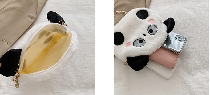 Adorable Panda Plush Crossbody Bag - Soft Fluffy Small Shoulder Purse for Women & Girls | Cute Animal Print Satchel Handbag for School, Travel & Daily Use