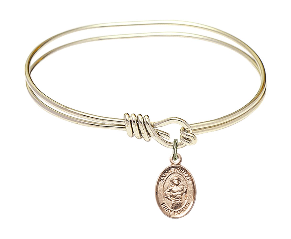 F A Dumont 5 3/4 Inch Oval Eye Hook Bangle Bracelet with St. Dismas Charm - Elegant Religious Jewelry for Women, Perfect for Church, Weddings & Everyday Wear