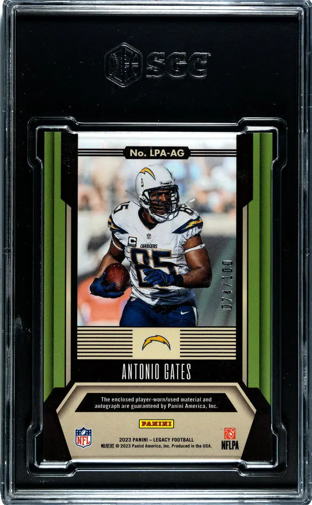 2023 Panini Legacy Football Antonio Gates Patch Auto Autograph SGC 9/100 - Rare Collectible for NFL Fans & Memorabilia Collectors - Perfect for Display, Gifts, and Investment