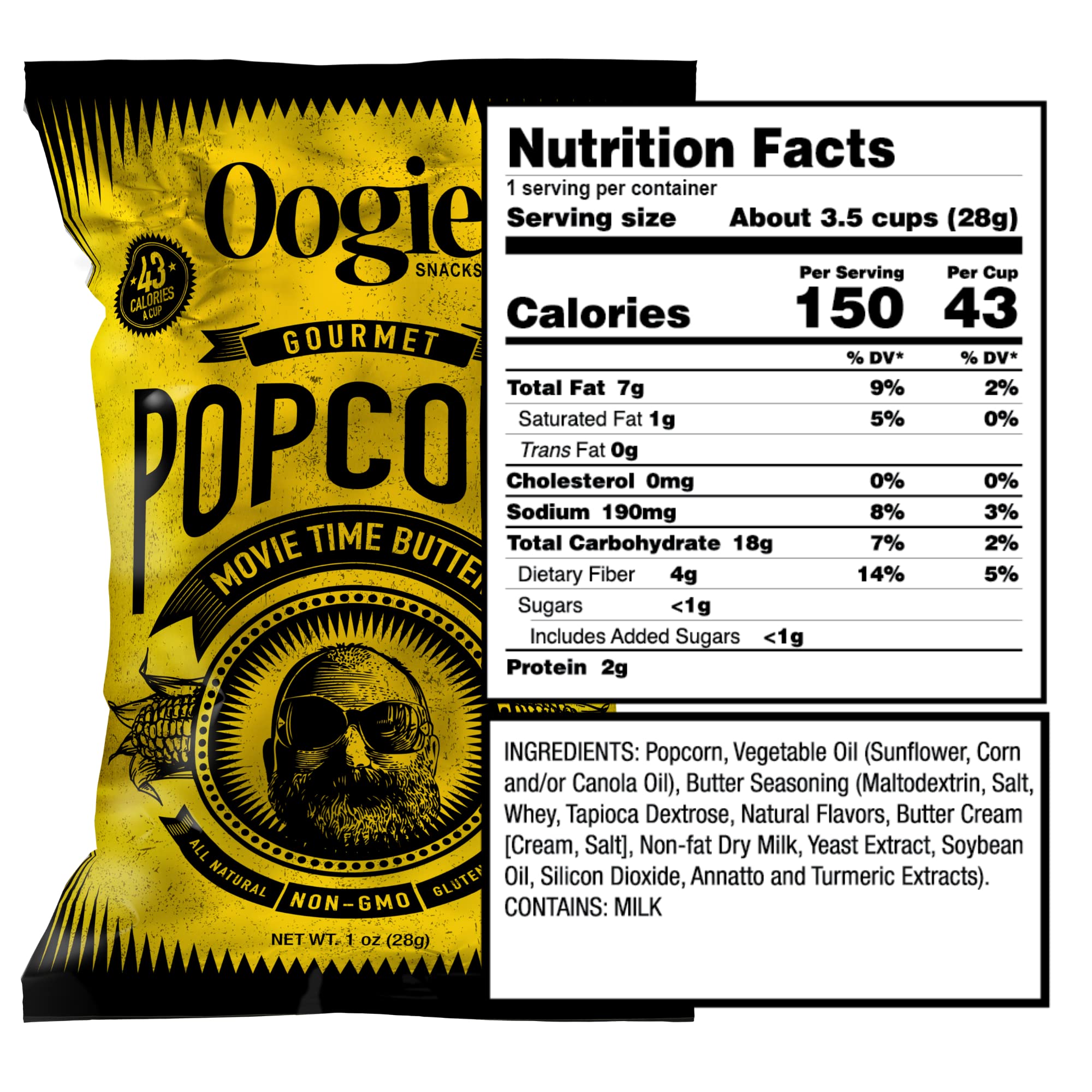 Oogie's Gourmet Popcorn - 16 Pack Variety Flavor Snack Pack | Gluten Free, Non-GMO, 1oz Individual Bags | Perfect for Movie Nights, Parties & Office Snacks