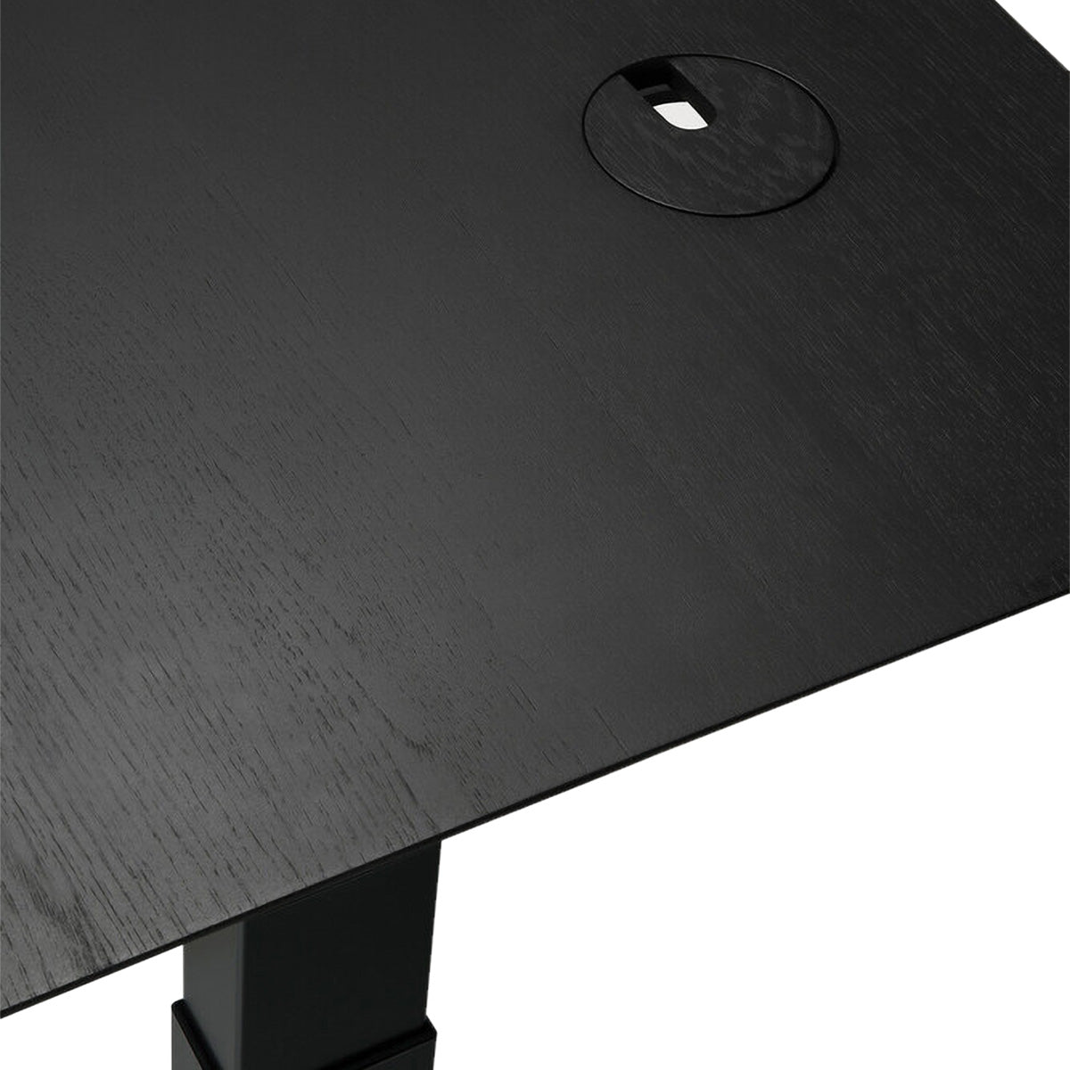 Adjustable Rectangle Desk with Cable Management - 160cm Oak Black & Black Home Office Desk for Work or Study | Ergonomic EU Design