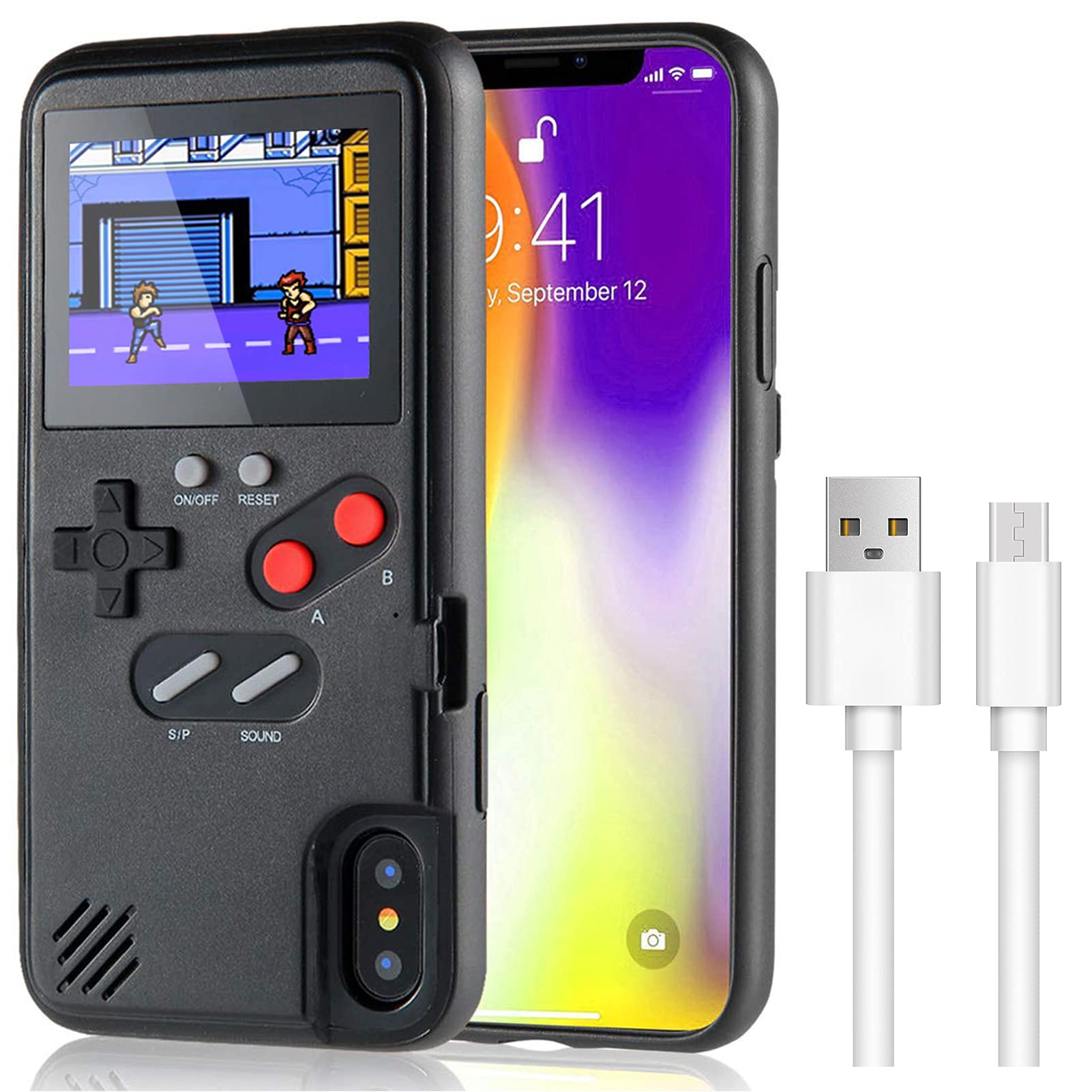 LIOWE Retro Gameboy Case for iPhone Xs Max - 3D Handheld Game Console Phone Cover with 36 Built-in Games | Shockproof Protective Case for Gaming Enthusiasts | Perfect for Travel, Commuting & Nostalgic Gaming Experience