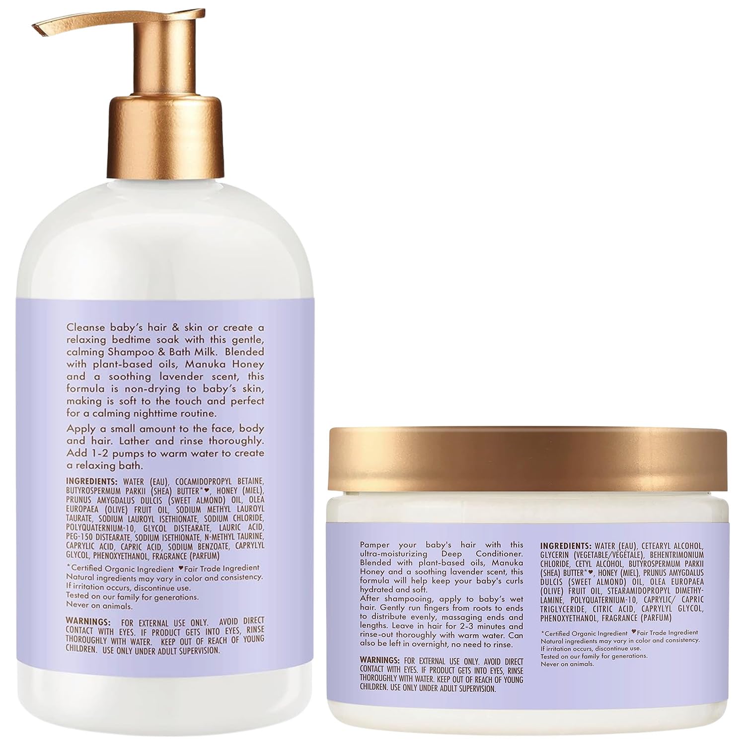 Shea Moisture Baby Care Gift Set - Manuka Honey & Lavender Nighttime Shampoo, Bath Milk & Deep Conditioner for Relaxing Baby Bath Time (2-Piece Set) | Perfect for Newborns & Infant Bedtime Routine