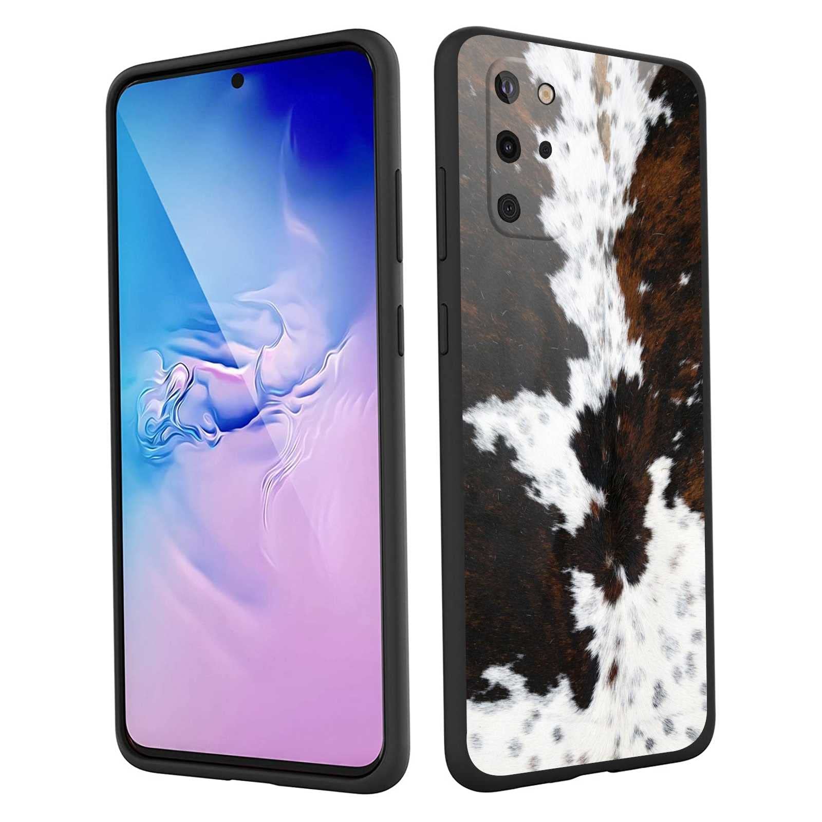 Premium Cowhide Leather Case for Samsung Galaxy S20+ Plus - Western Style Animal Print Brown Cover with Soft Silicone Protection | Trendy Phone Case for Men & Women | Perfect for Outdoor Adventures, Work & Daily Use