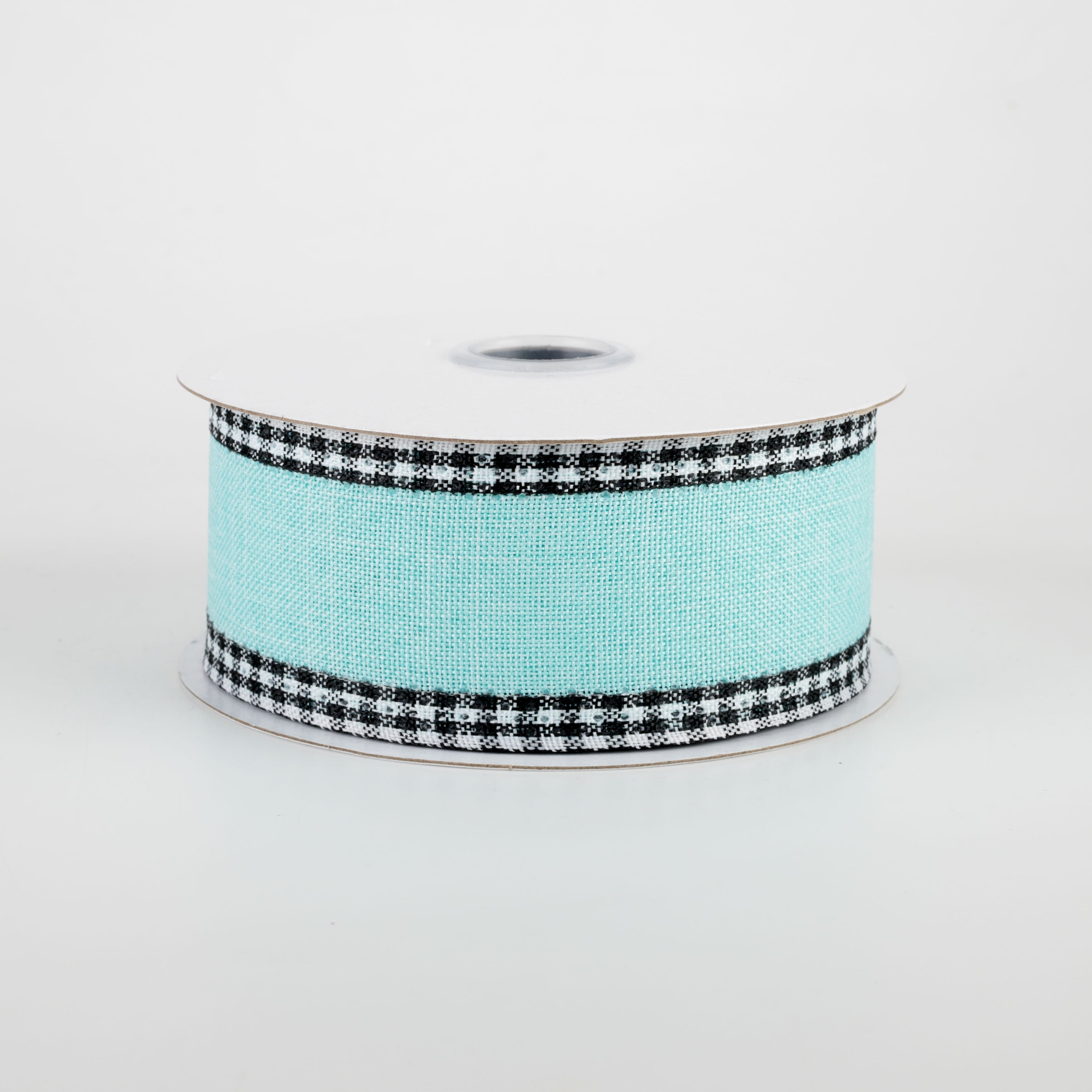 1.5 Inch Black Gingham Edge Ribbon - Ice Blue Satin Craft Ribbon (10 Yards) for Gift Wrapping, DIY Crafts, Wedding Decorations & Hair Bows