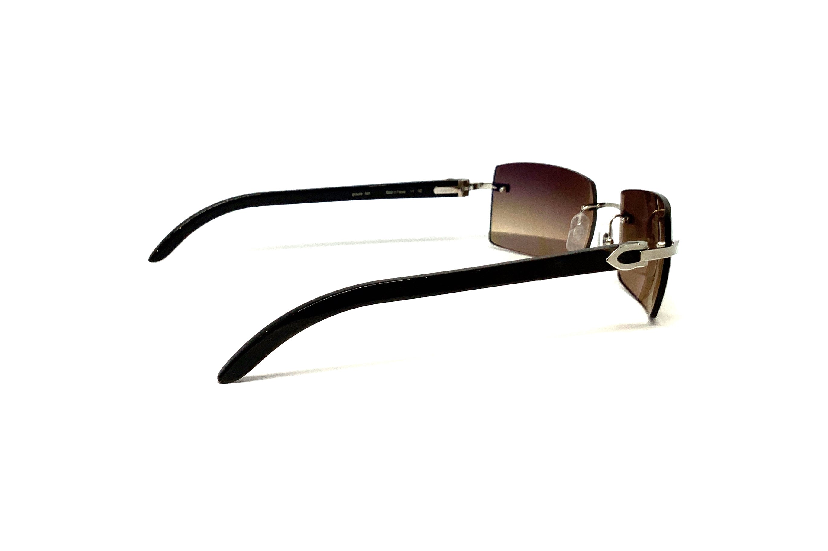 Cartier C Décor CT0024RS 001 Sunglasses - Black Buffalo Horn Frame with Cool Brown Gradient Lenses | Luxury Fashion Accessories for Men & Women | Perfect for Outdoor Activities & Stylish Occasions