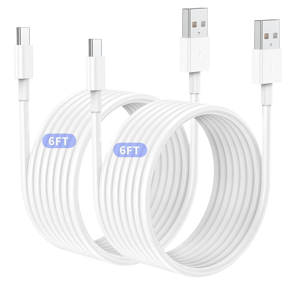 2-Pack 6ft USB A to USB C CarPlay Charging Cable for iPhone 16 Pro/16/15 Pro Max/15 Plus/15 & iPad Pro 12.9/11, Air 5th/4th, Mini 6th Gen - Fast Charging, Durable Car Charger Cord for Road Trips & Daily Commute