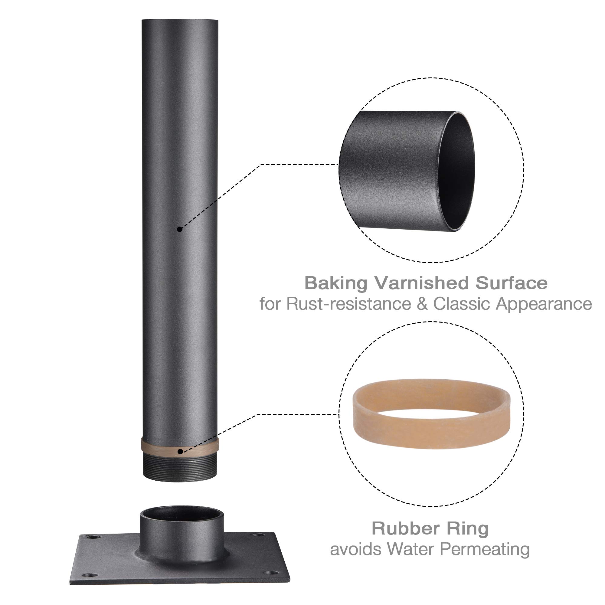 Yescom Heavy Duty Flagpole Base Dock Deck Mount Windsock Holder Umbrella Stand for Outdoor Backyard, Patio, Garden, and Poolside Use - Durable and Weather-Resistant