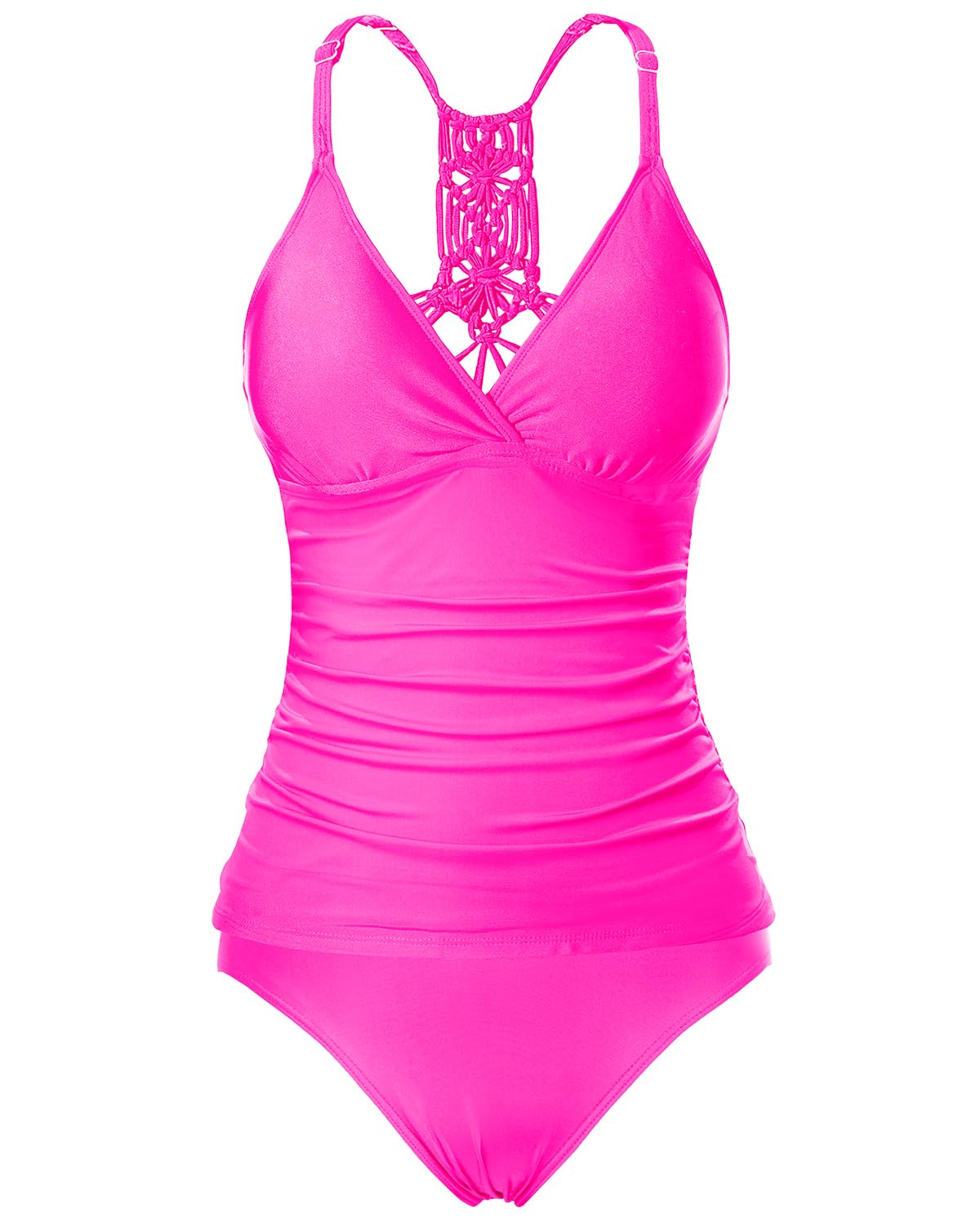 Holipick Women's Tummy Control Two Piece Tankini Swimwear Set - V Neck Tankini Top with High Waisted Swim Bottom for Beach, Pool & Vacation