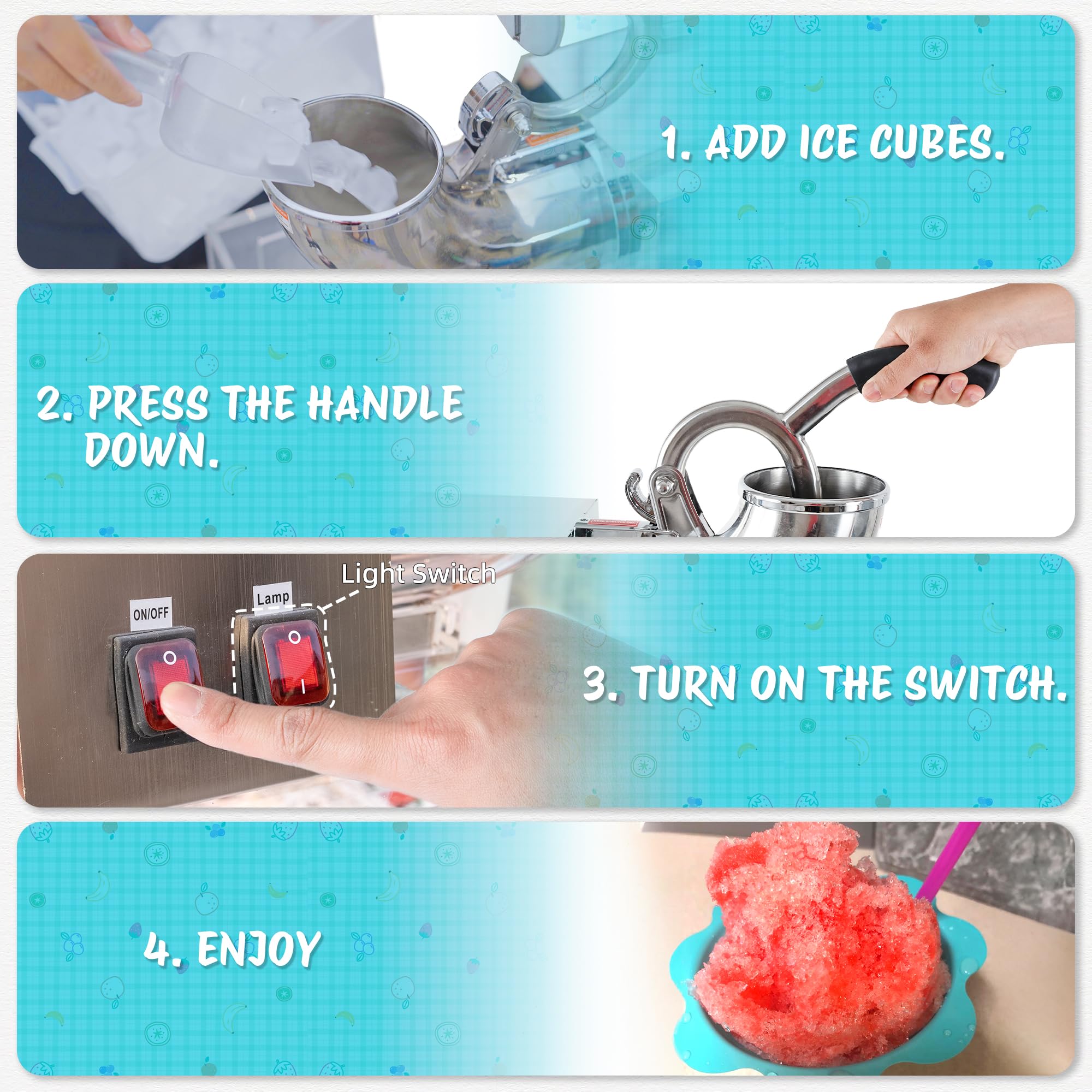 48L Commercial Snow Cone Machine - 500LB/H Electric Shaved Ice Maker with 300W Motor for Parties, Events & Family Gatherings - Perfect for Summer Treats, Carnival Snacks, and Backyard BBQ Entertainment
