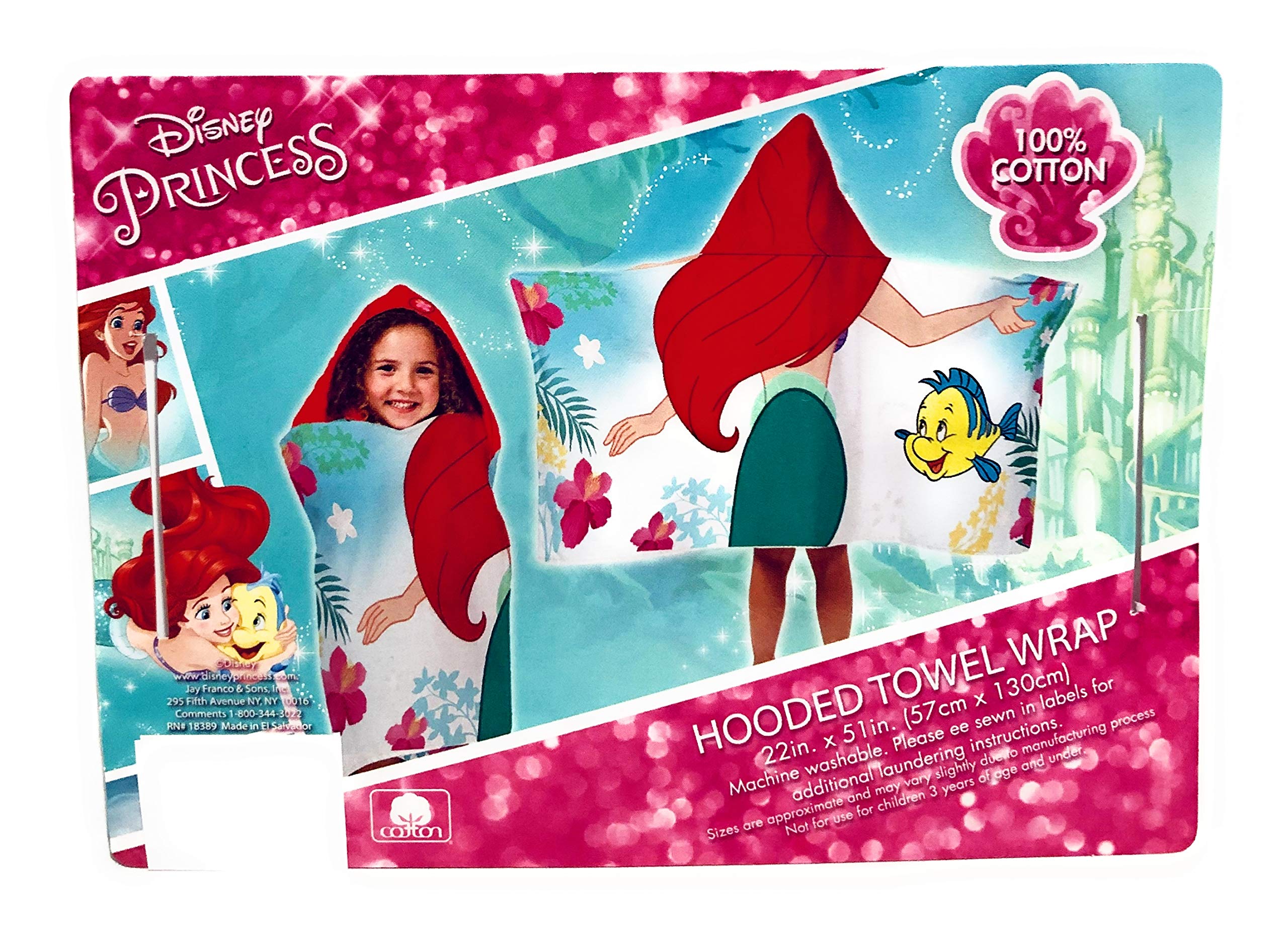 Disney Princess Kids Hooded Towel - Soft Absorbent Bath, Pool & Beach Towel for Toddlers & Girls - Perfect for Swimming, Bath Time & Outdoor Activities