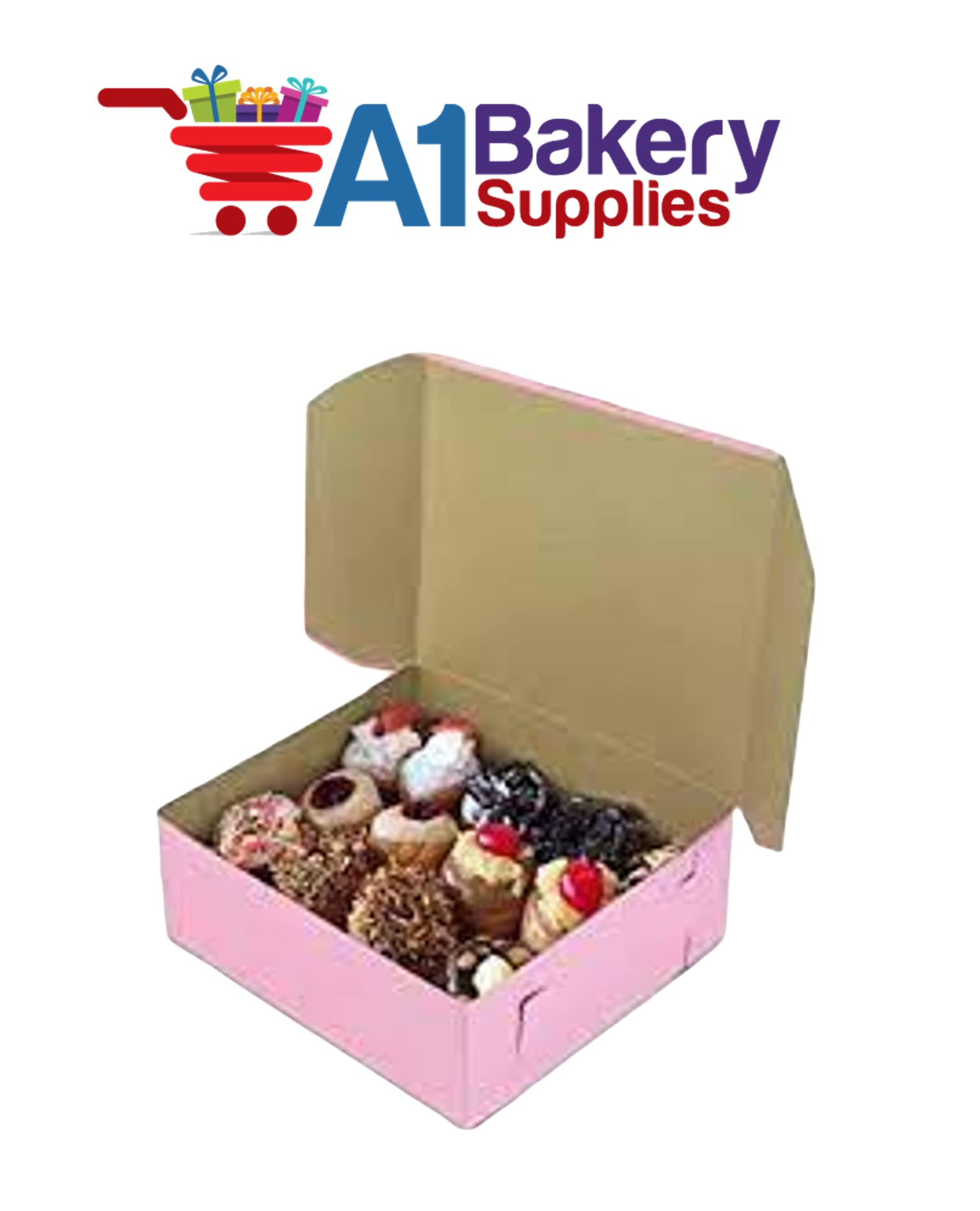 6 Pack 10x10x4 Inch Pink Disposable Cake Boxes - Bakery Supplies for Cupcakes, Desserts & Party Treats - Perfect for Birthday, Wedding & Catering Events by A1BakerySupplies