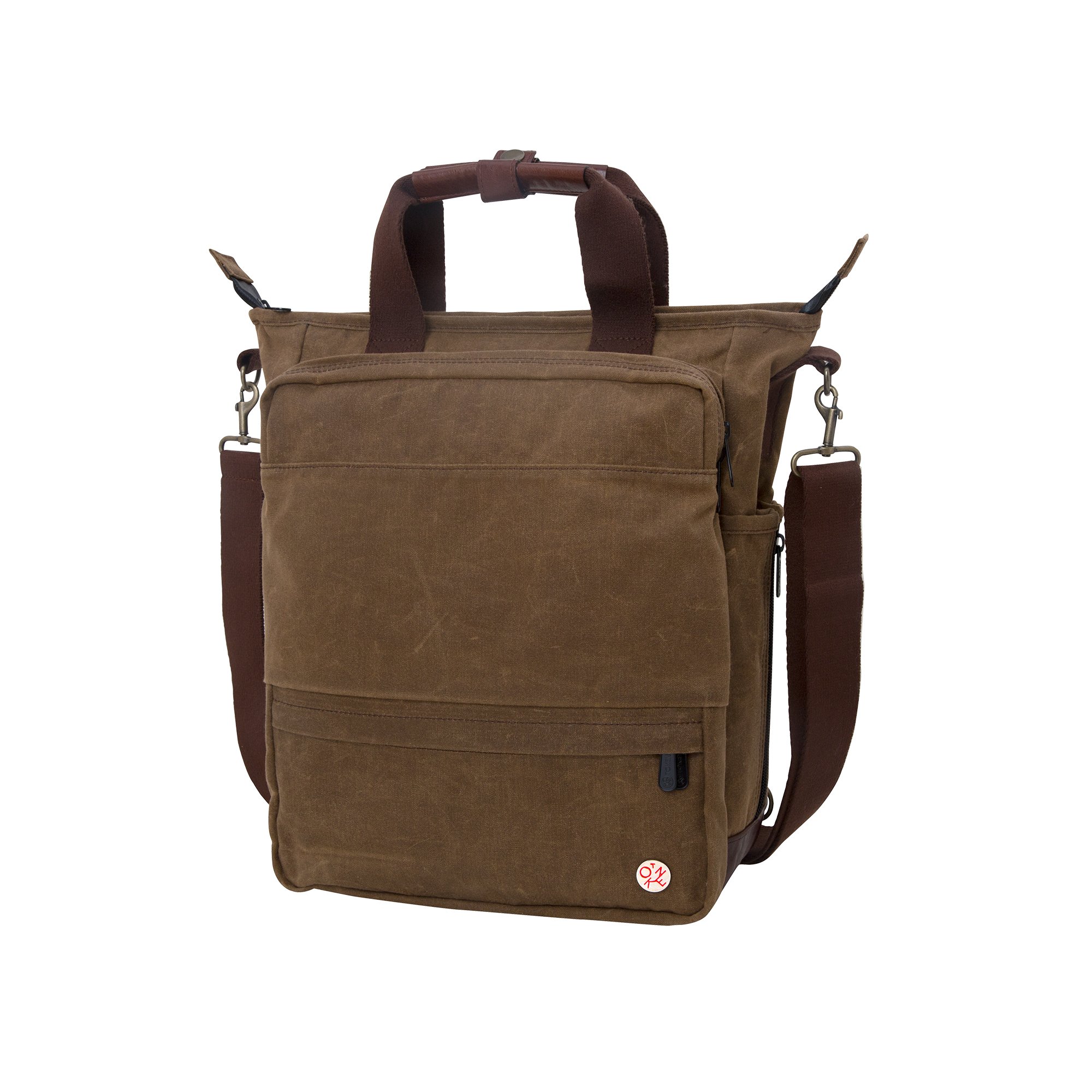 Waxed Fordham Convertible Backpack & Messenger Bag - Dark Brown Leather, One Size Fits All - Perfect for Travel, Work & Everyday Use