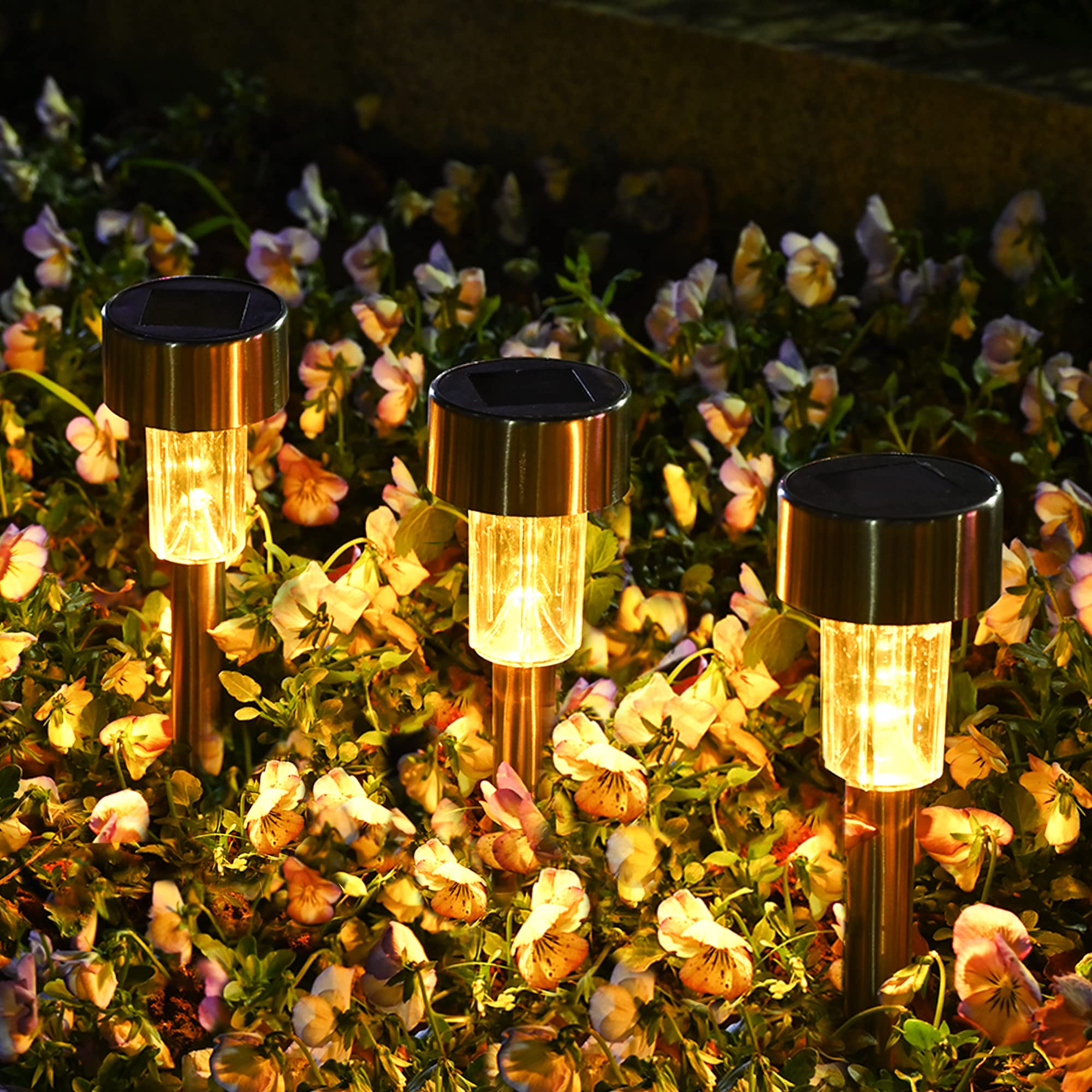 SOLPEX 12 Pack Solar Pathway Lights Outdoor, Waterproof Stainless Steel LED Landscape Lighting - Warm White for Garden, Patio, Lawn, Yard, Driveway | Energy-Efficient Solar Walkway Lights for Nighttime Safety & Ambience