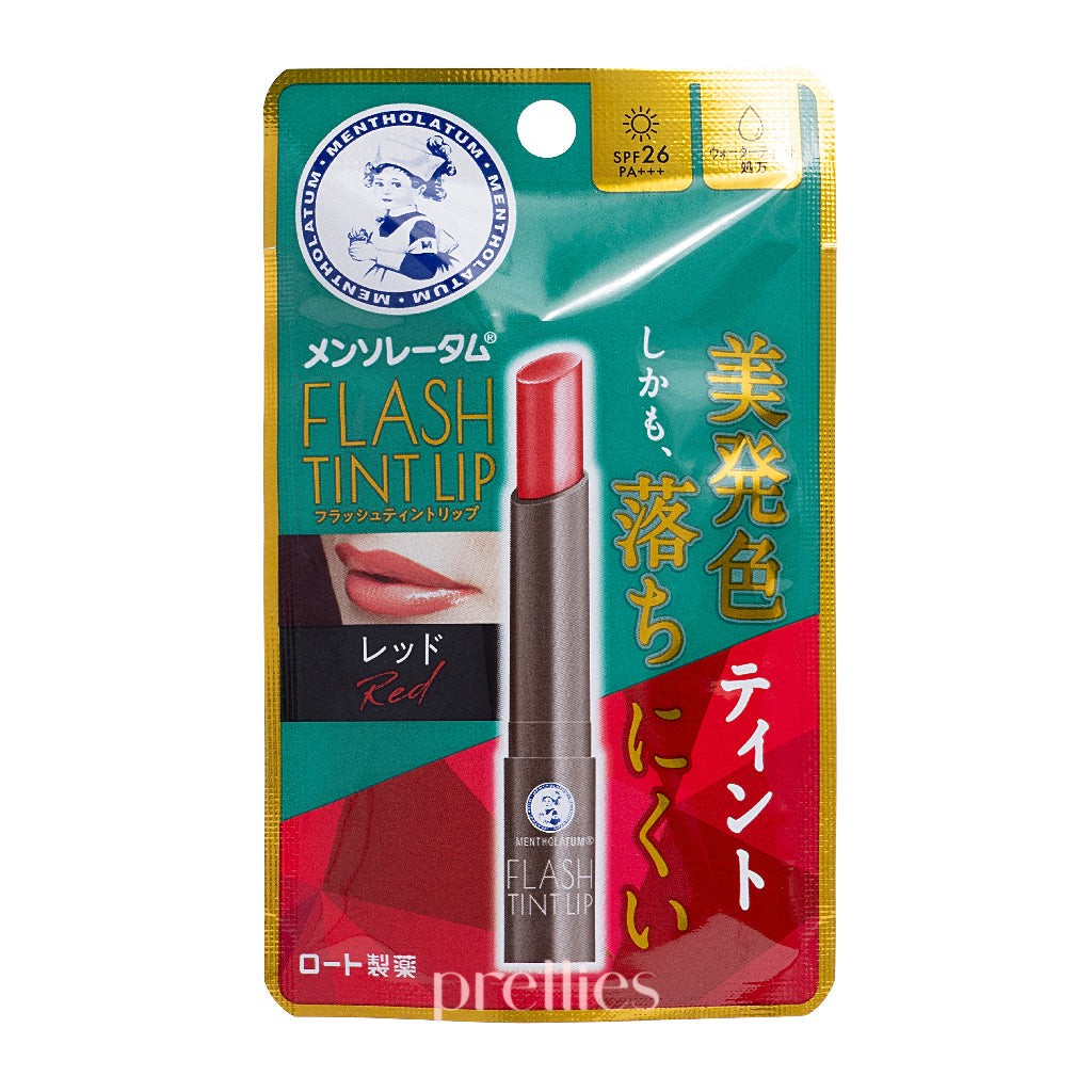 Mentholatum Flash Tint Lip Balm - Moisturizing & Tinted Lip Care with SPF (Red, 2g) - Perfect for Daily Hydration & Natural Makeup Look