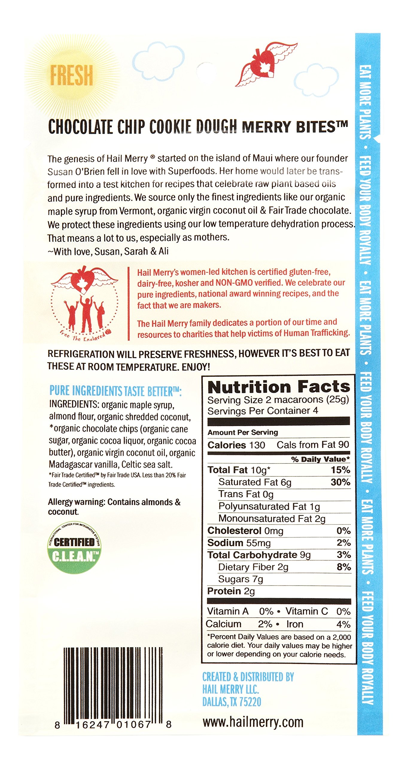 Hail Merry Chocolate Chip Cookie Dough Merry Bites™ - 8 Pack | Vegan, Gluten-Free, Non-GMO Snacks | Perfect for On-the-Go, Lunch Boxes & Healthy Desserts