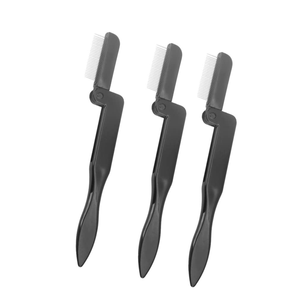 Beavorty 3-Piece Stainless Steel Eyelash & Eyebrow Comb Set - Foldable Brow Grooming Brush, Makeup Brush for Perfect Brows & Lashes - Ideal for Eyebrow Trimming, Shaping & Daily Makeup Routine