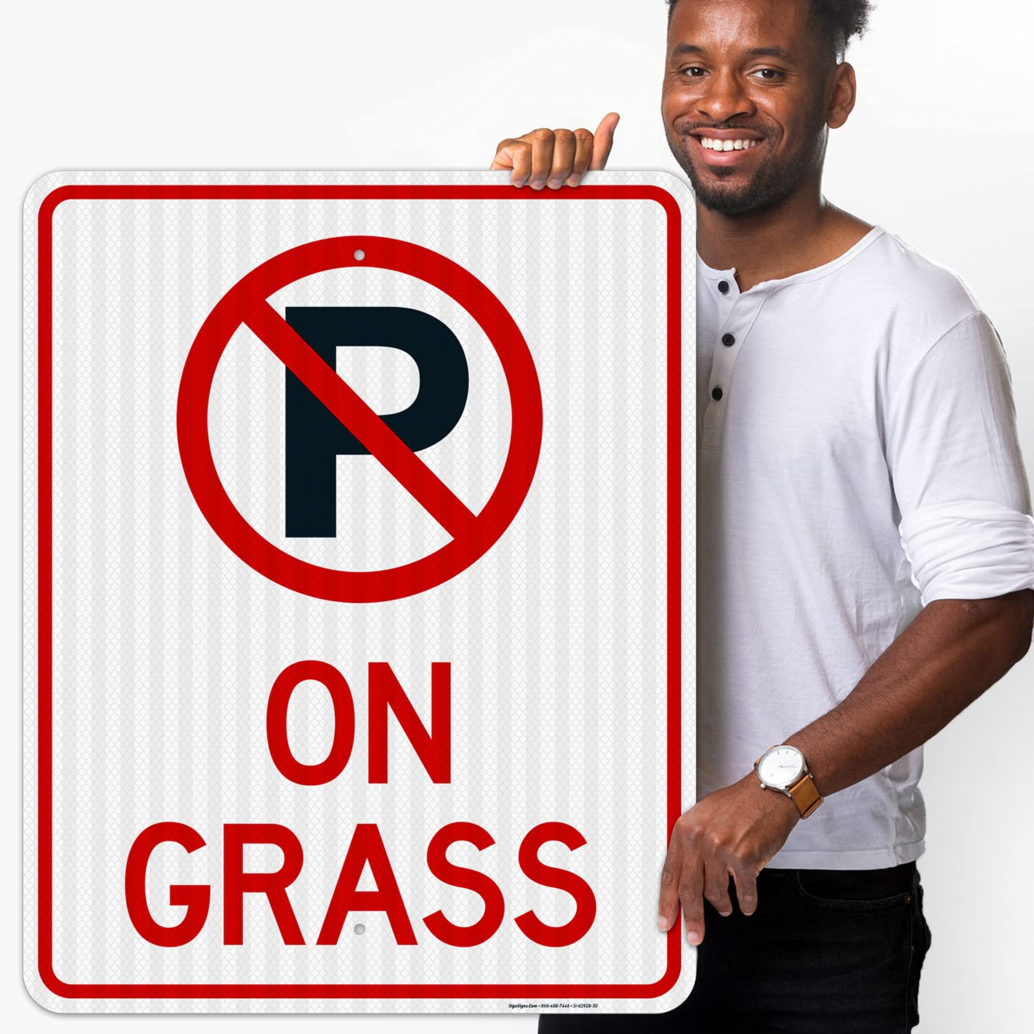 No Parking Sign - 24x30 Inches, 3M EGP Reflective .080 Aluminum, Fade Resistant, Heavy-Duty On-Grass Signage - Made in USA - Perfect for Parking Lots, Driveways & Restricted Areas