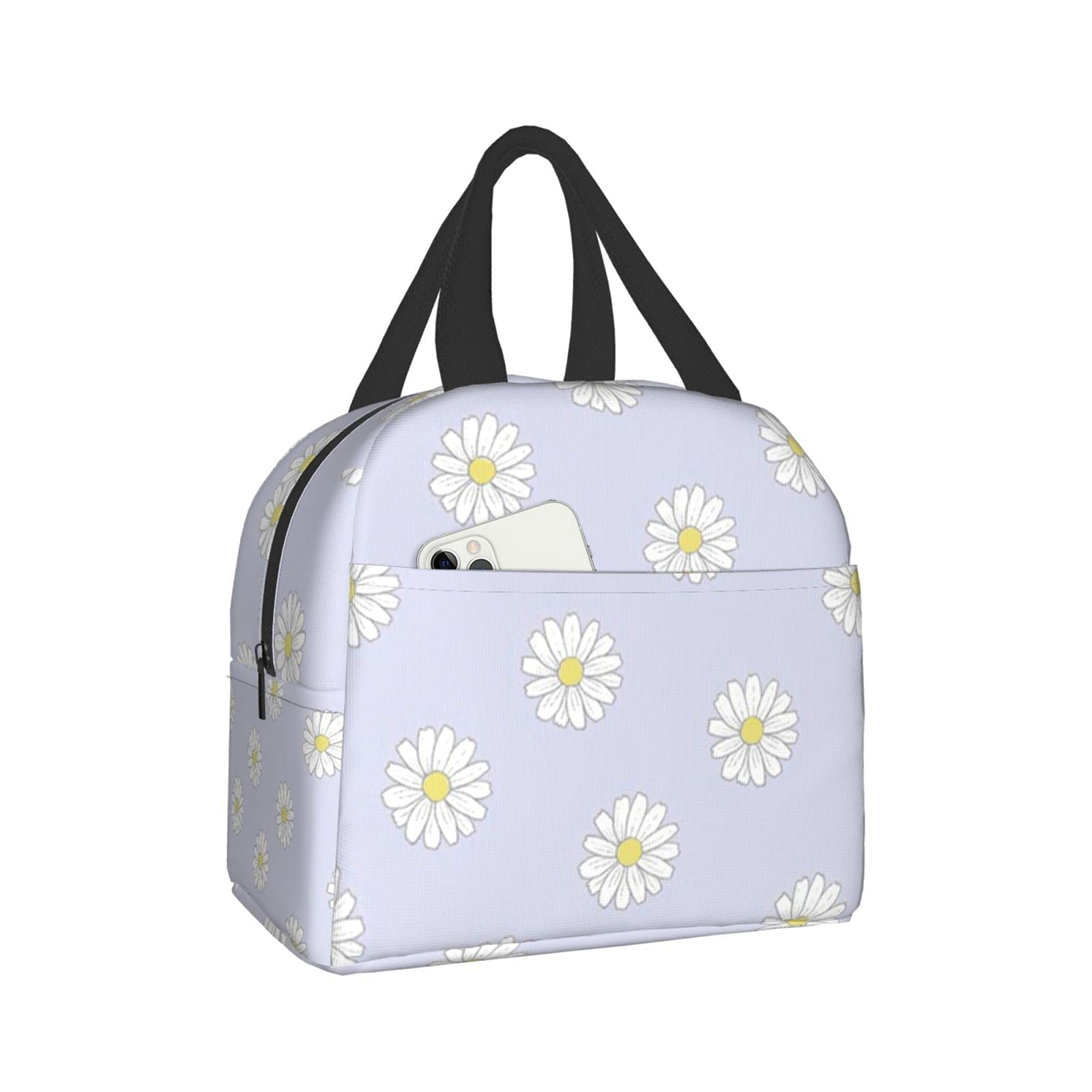 **Insulated Purple Daisy Lunch Bag for Women & Men - Reusable Tote Lunch Box for School, Work, Travel, Picnic & Outdoor Activities**